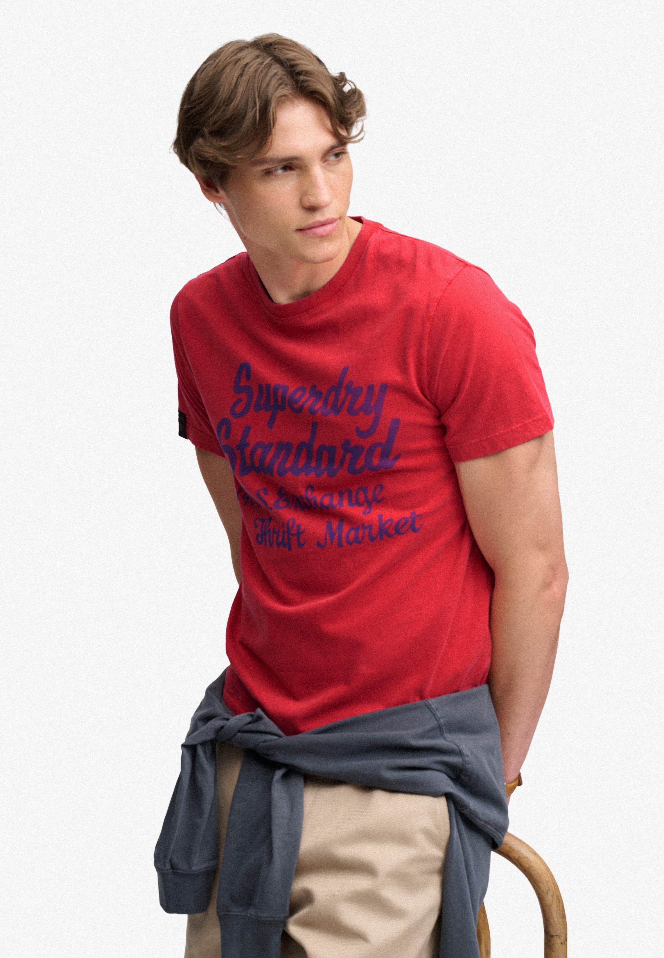 Superdry Rundhalsshirt VINTAGE SCRIPT TEE Baumwolle, relaxed fit