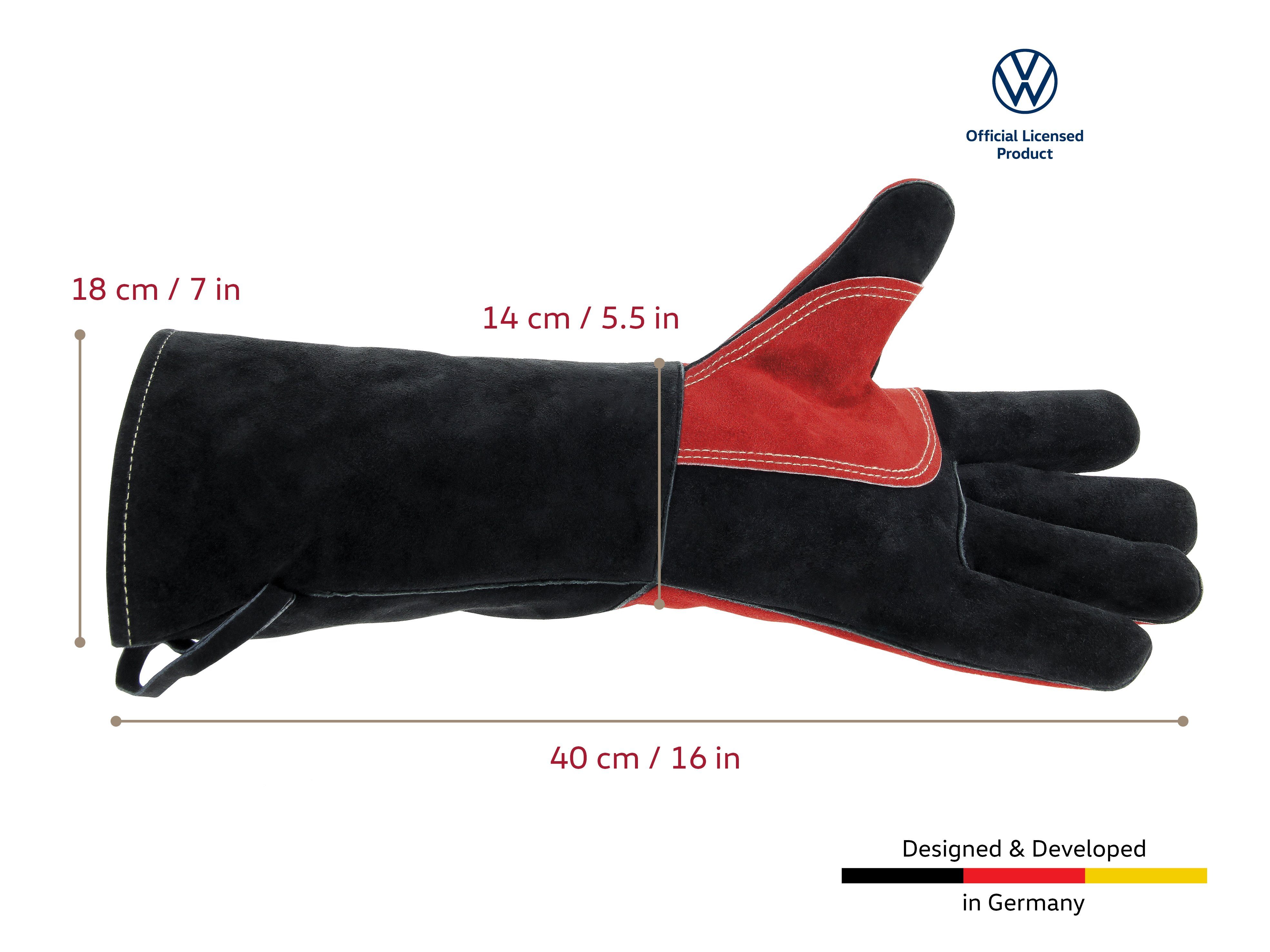 BRISA Grillhandschuhe Collection (Paar, in besteht by VW-Logo, Volkswagen BBQ-Handschuhe aus VW 2 Grillhanschuhen), mit rot hitzebeständige Grillhandschuhe