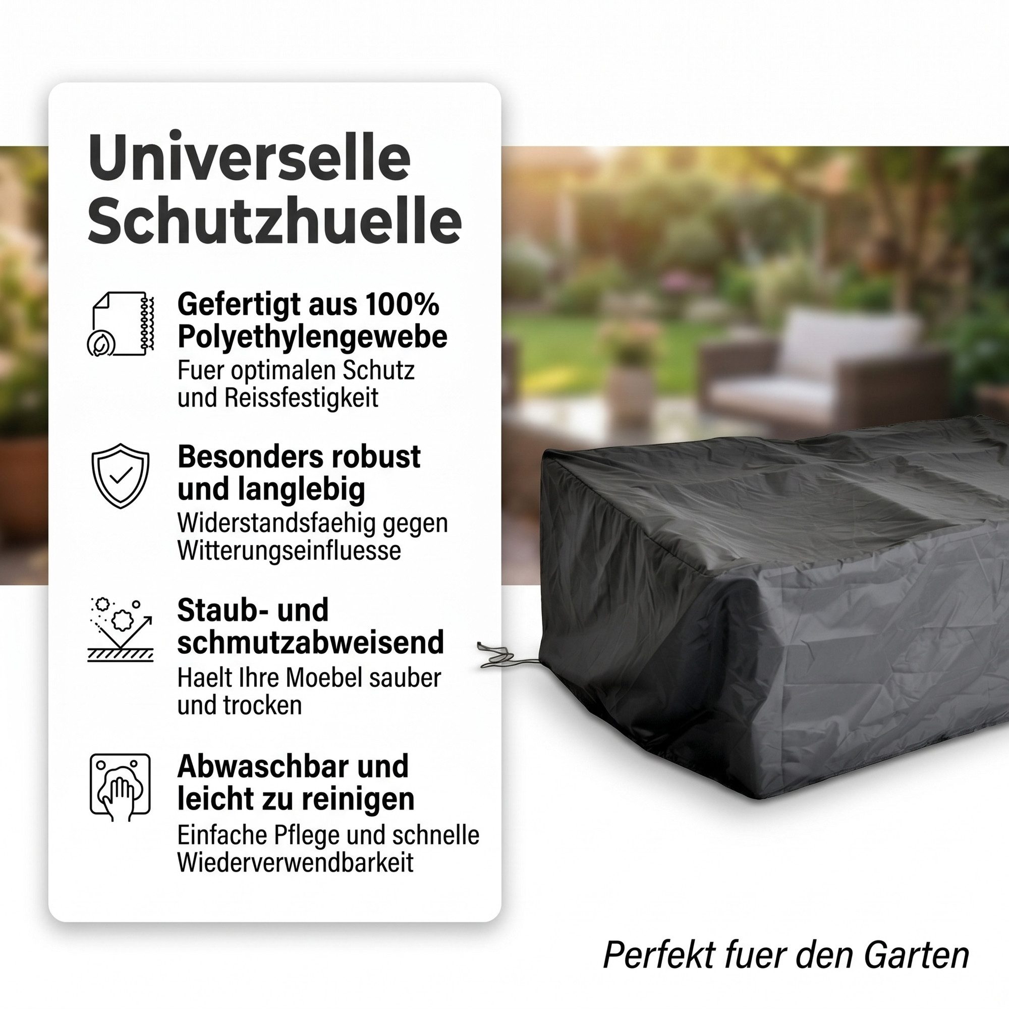 Mucola Gartenmöbel-Schutzhülle Schutzhülle 247x130x108 cm Abdeckplane Gartenmöbel Gewebeplane (Stück, 1-St., Hülle), Langlebig