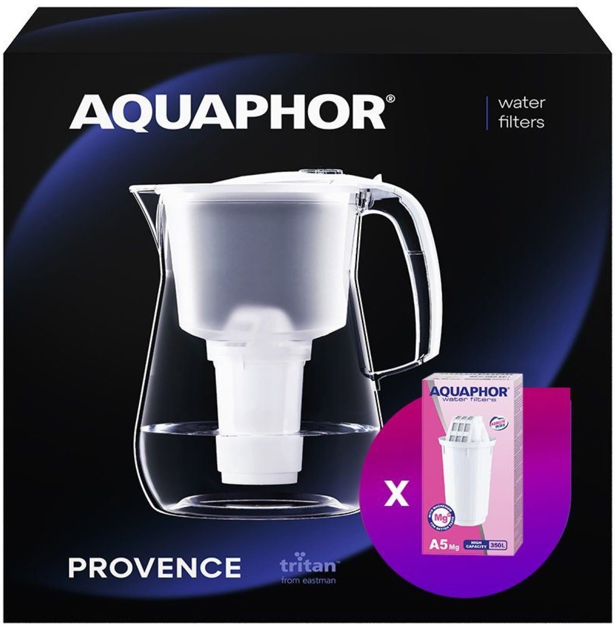 AQUAPHOR Wasserfilter Provence weiß- inkl. Фильтрыkartusche A5 Mg. Magnesium, Zubehör für Фильтрыkartuschen AQUAPHOR A5, A5H hartes Wasser & A5 Magnesium, Reduziert Kalk, Chlor & weiteren Stoffen. BPA frei