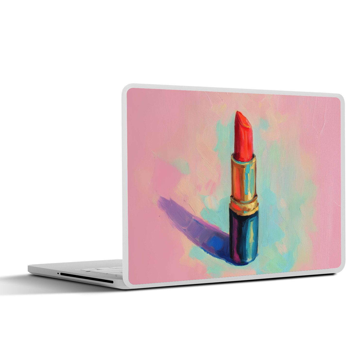 MuchoWow Laptop-Aufkleber Lippenstift - Rot - Pinselstriche, (1tlg), Aufkleber Geeignet für Laptops, Schutz vor Kratzern, Sticker, 30x22 cm