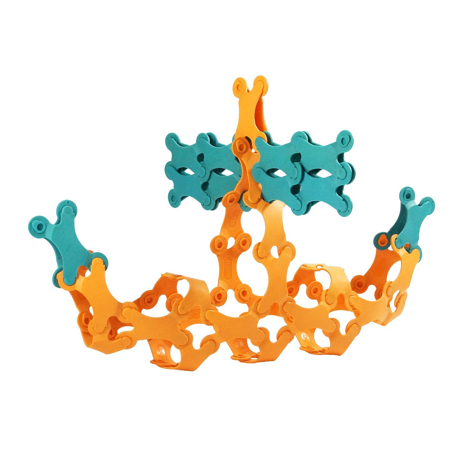TicToys Steckpuzzle Binabo - Konstruktionsspielzeug biologisch vier aus Chips abbaubar 60 zu Puzzleteile, 60 die sind 100% - Bioplastik Teile Farben, in