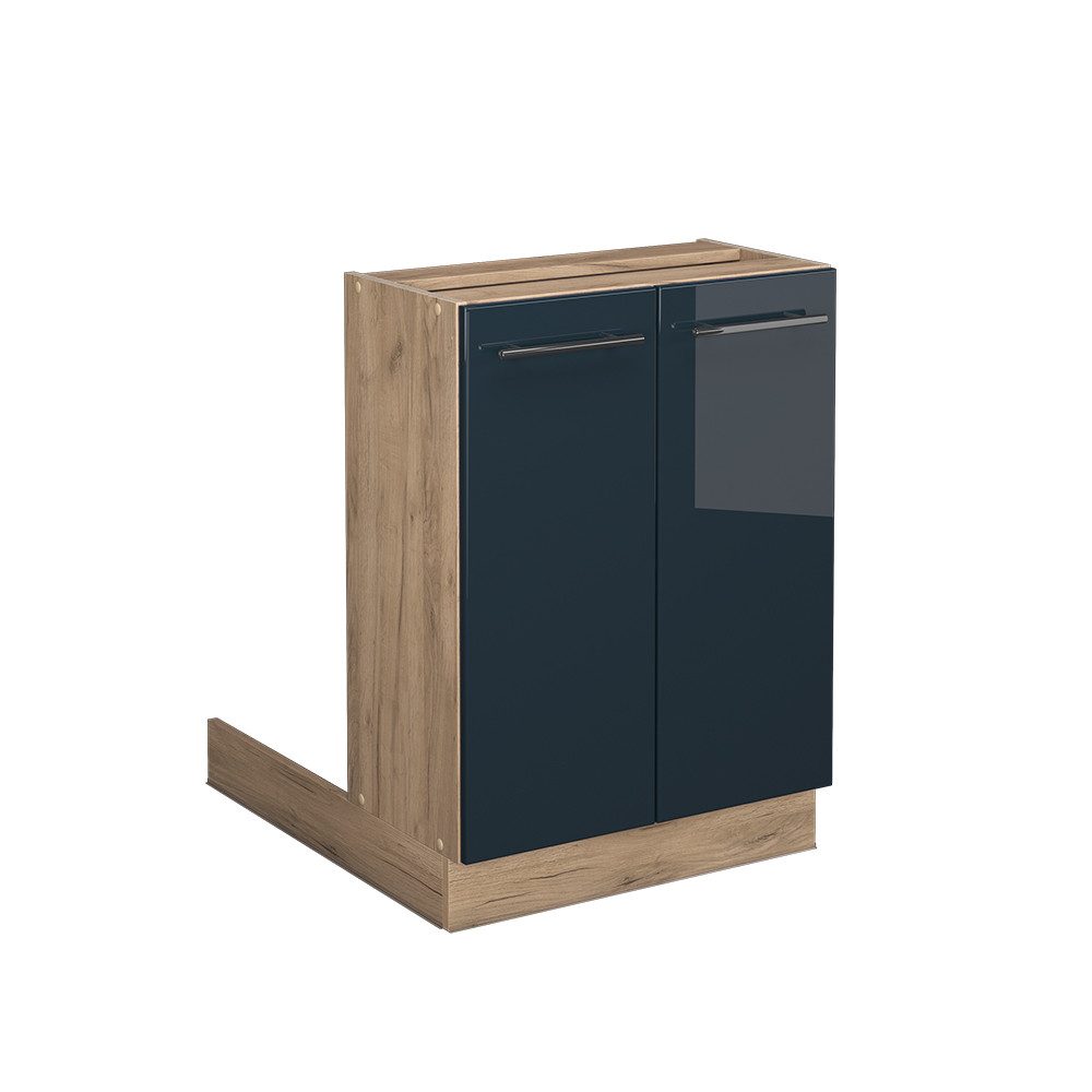 Vicco Unterschrank Fame-Line, Dunkelblau Hochglanz/Goldkraft Eiche, günstig online kaufen