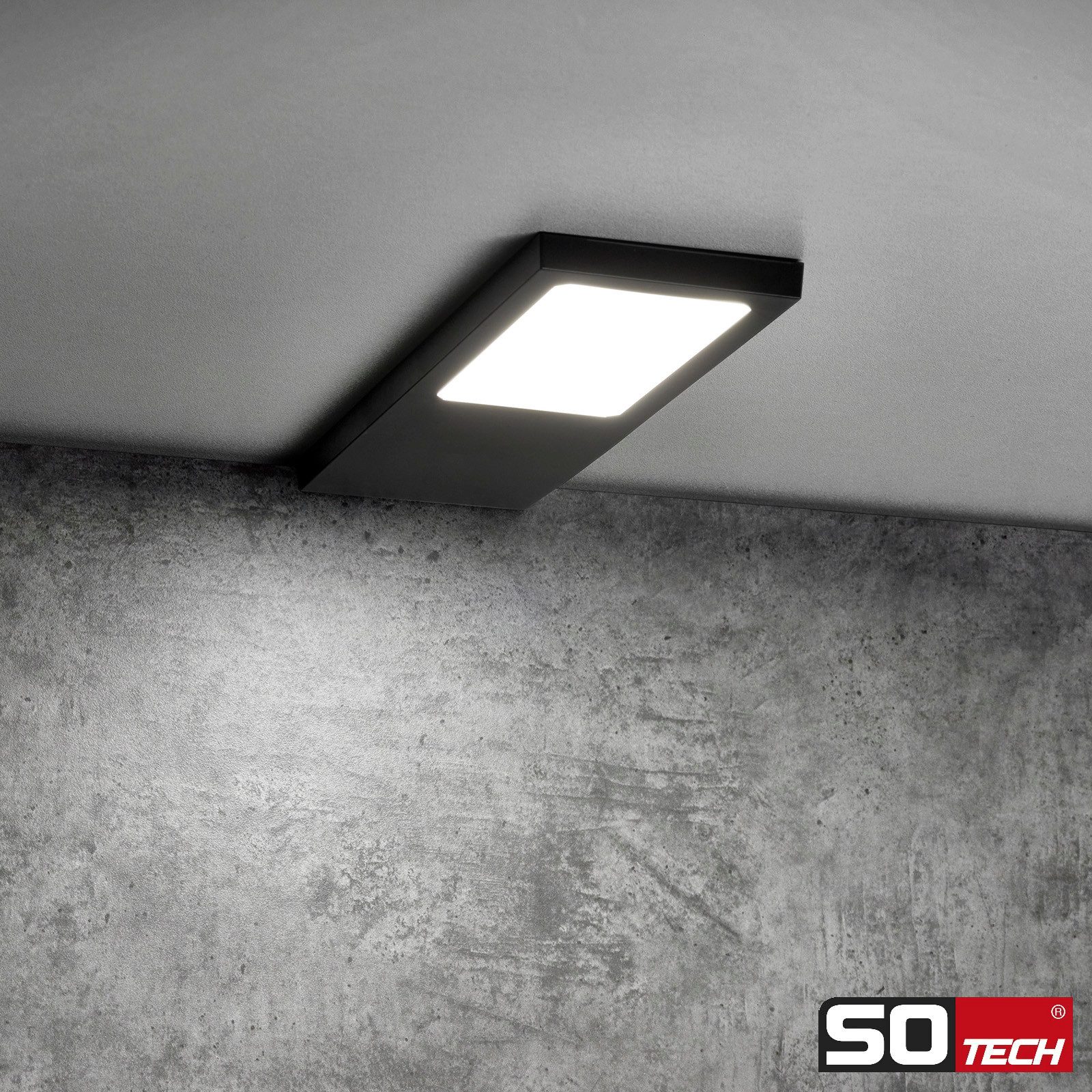 SO-TECH® LED Unterbauleuchte LED Möbelleuchte GIULIA II, stufenlos dimmbar, LED fest integriert, Neutralweiß, 1 Leuchte neutralweiß ohne Sensor, schwarz