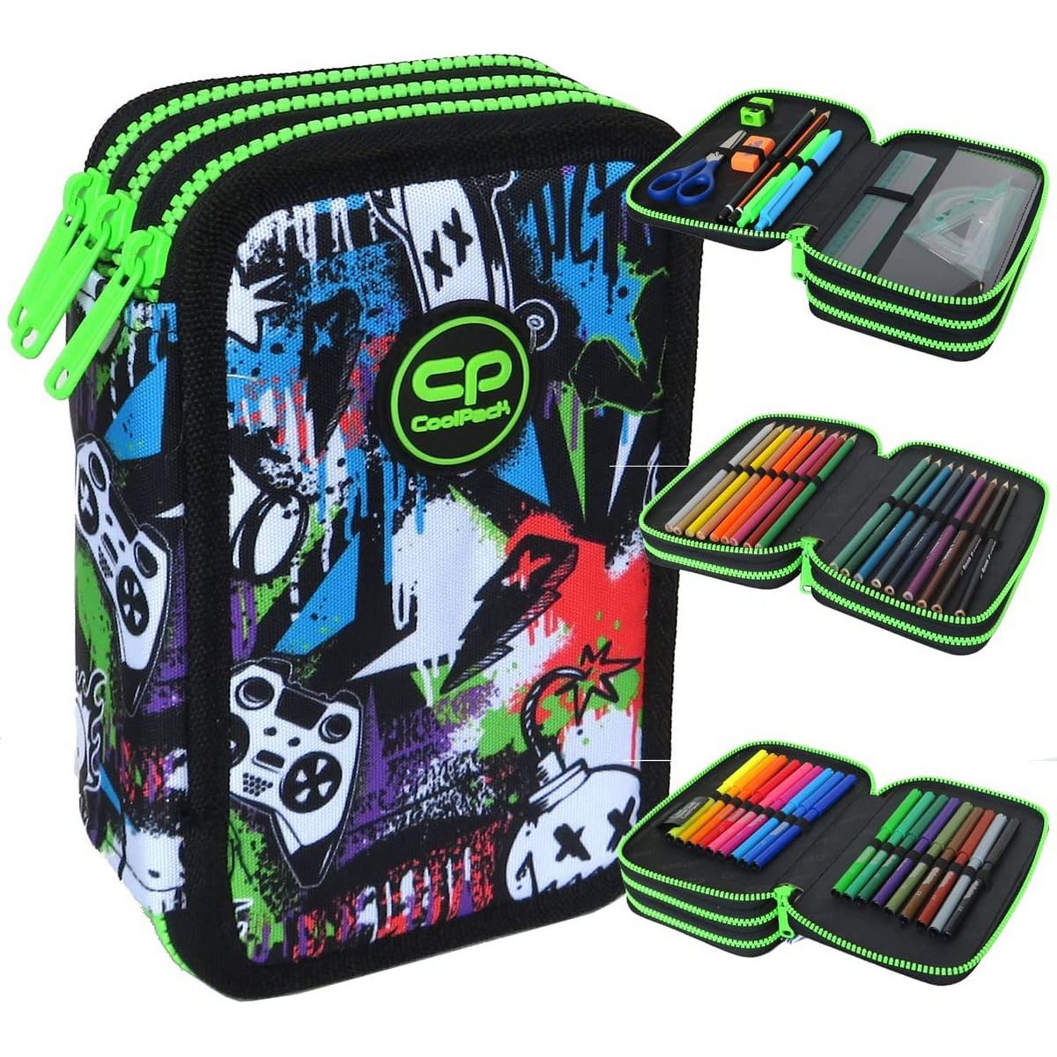 CoolPack Federmäppchen COOLPACK - JUMPER 3 - Dreifach-Federmäppchen mit Zubehör - PEEK A BOO