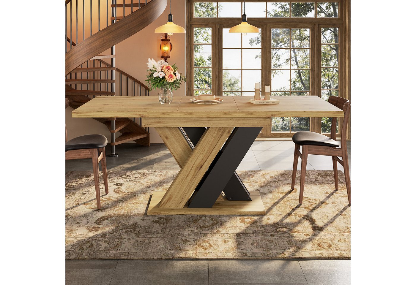 Flieks Esstisch ausziehbarer Küchentisch (Länge119-159x80x75 cm, 1-St., 1 Tisch), rechteckiger Tisch erweiterbar Schreibtisch Arbeitstisch …