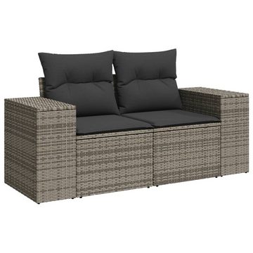 vidaXL Loungesofa 9-tlg. Garten-Sofagarnitur mit Kissen Grau Poly Rattan, 1 Teile