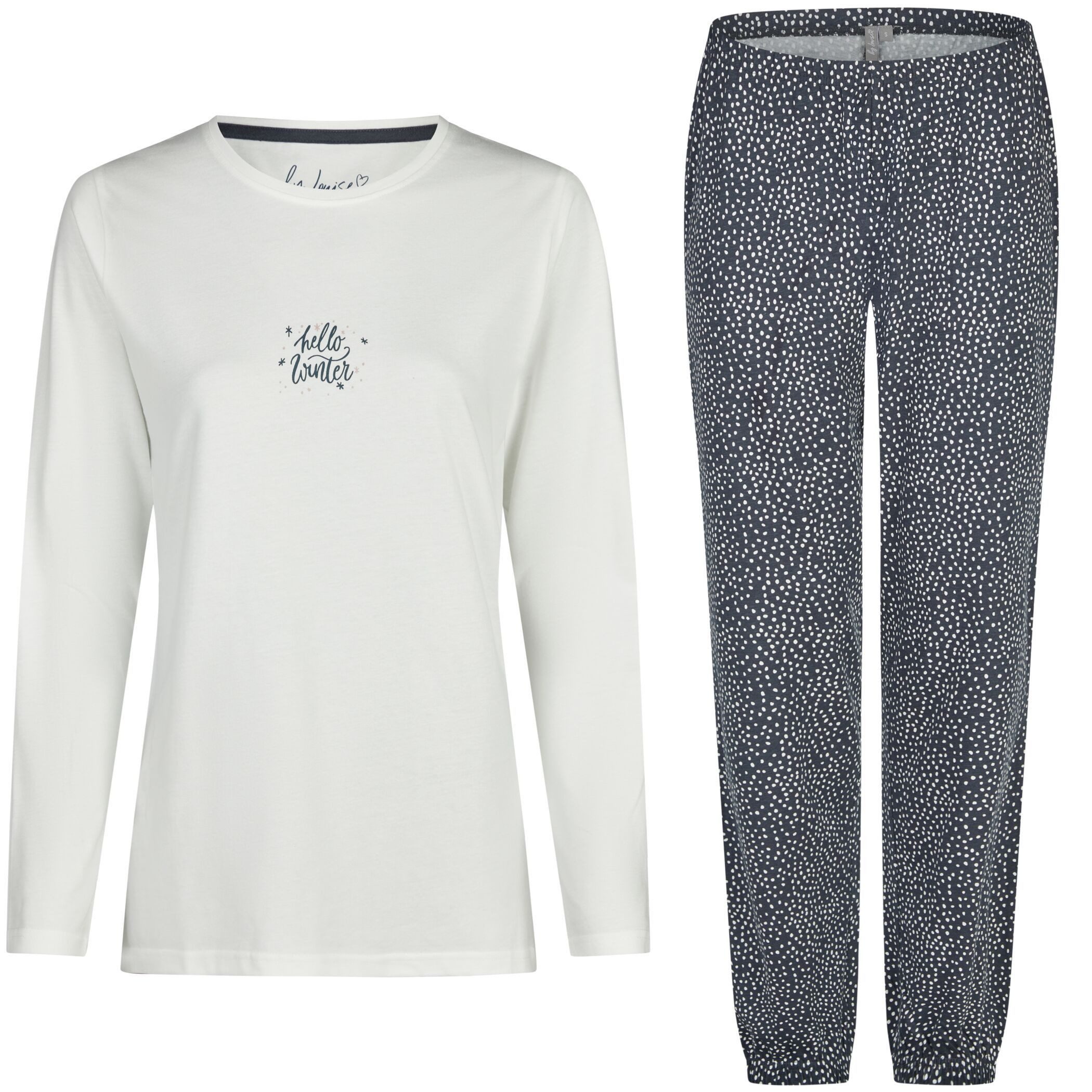 Schlafanzug by Louise Damen Pyjama mit Kuschelsocken Nachtwäsche lang