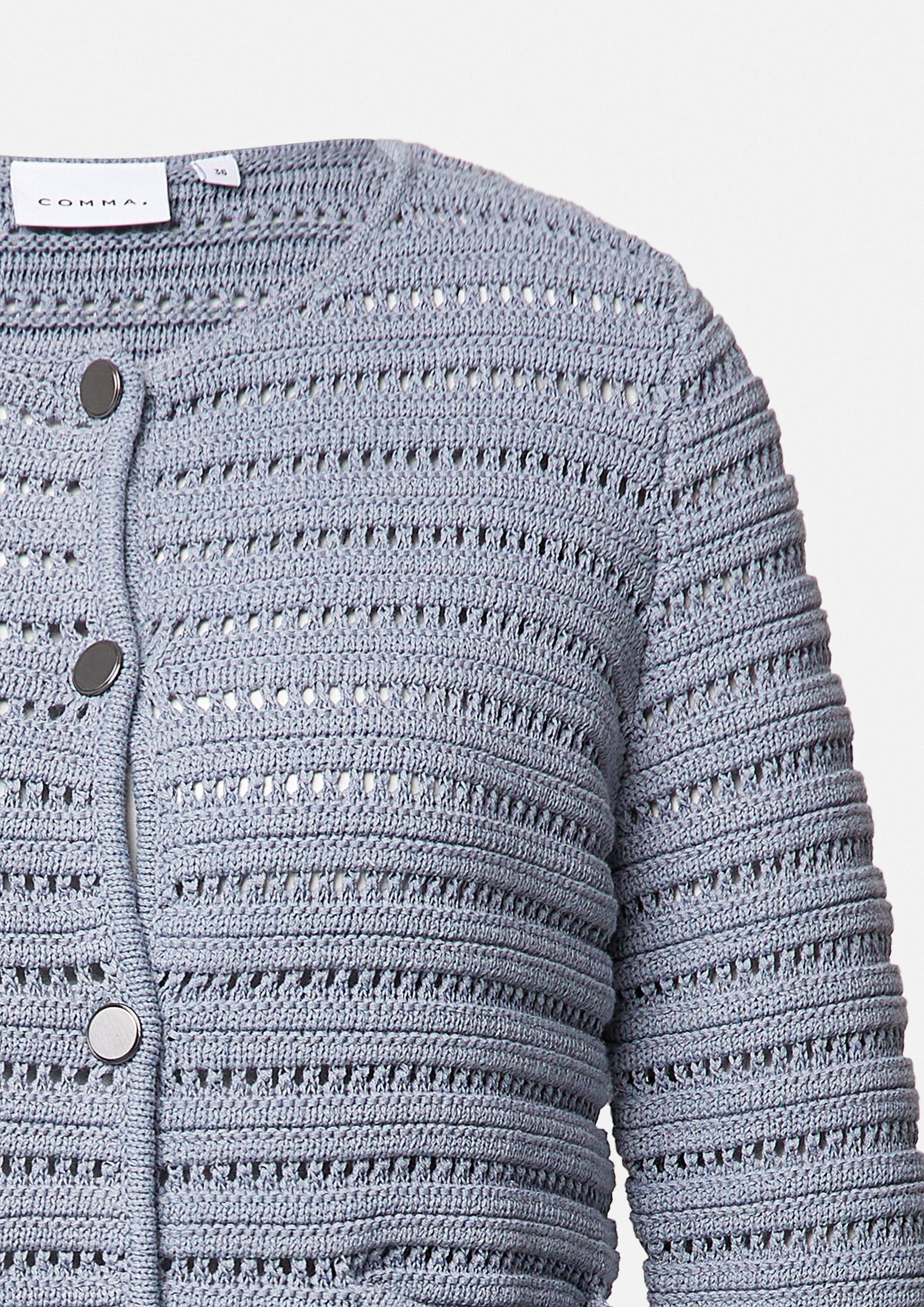 comma Cardigan Strickjacke Kurzer Cardigan mit Strukturmuster und Leistentaschen