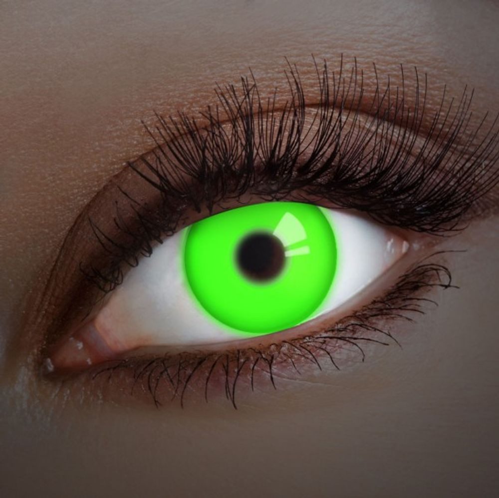 aricona Farblinsen grüne farbige UV Kontaktlinsen leuchten reflektieren UV Schwarzlicht, ohne Stärke, 2 Stück