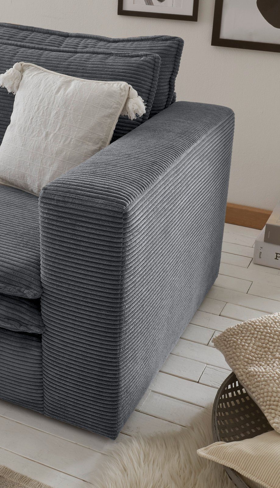 Furn.Design Loungesessel Pesaro (Polstersessel mit Cordbezug, Breite 110 cm), wahlweise mit Hocker