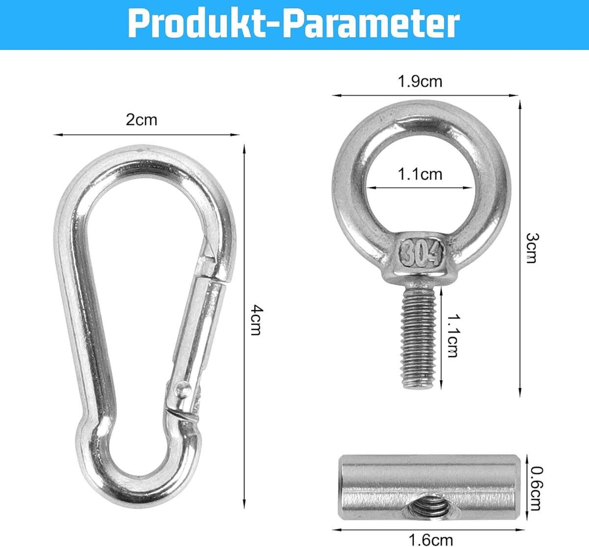 FELIXLEO Karabiner 8 Set Kederleiste Haken Edelstahl Markisenhaken Karabine günstig online kaufen
