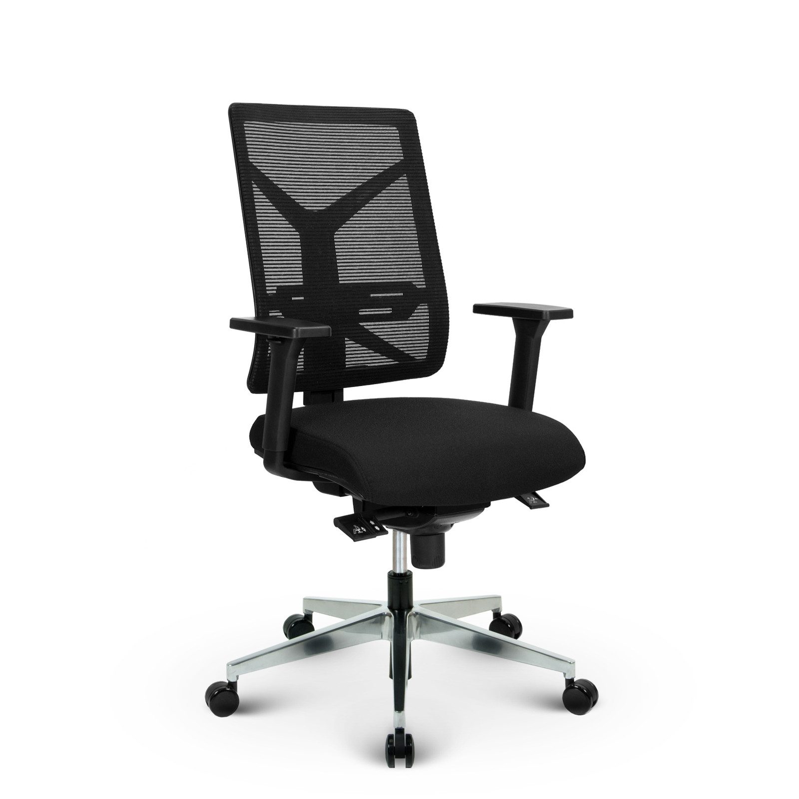 Versee Bürostuhl Schreibtischstuhl V1801 Stoff/Mesh Schwarz - ergonomisch, bis 150kg (Drehstuhl für Home Office und Büro), Atmungsaktiv, höhenverstellbar, gepolstert, Synchronmechanik
