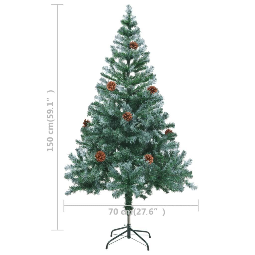 150 vidaXL Beleuchtung Künstlicher mit Gefrostet Zapfen Weihnachtsbaum & Weihnachtsbaum cm