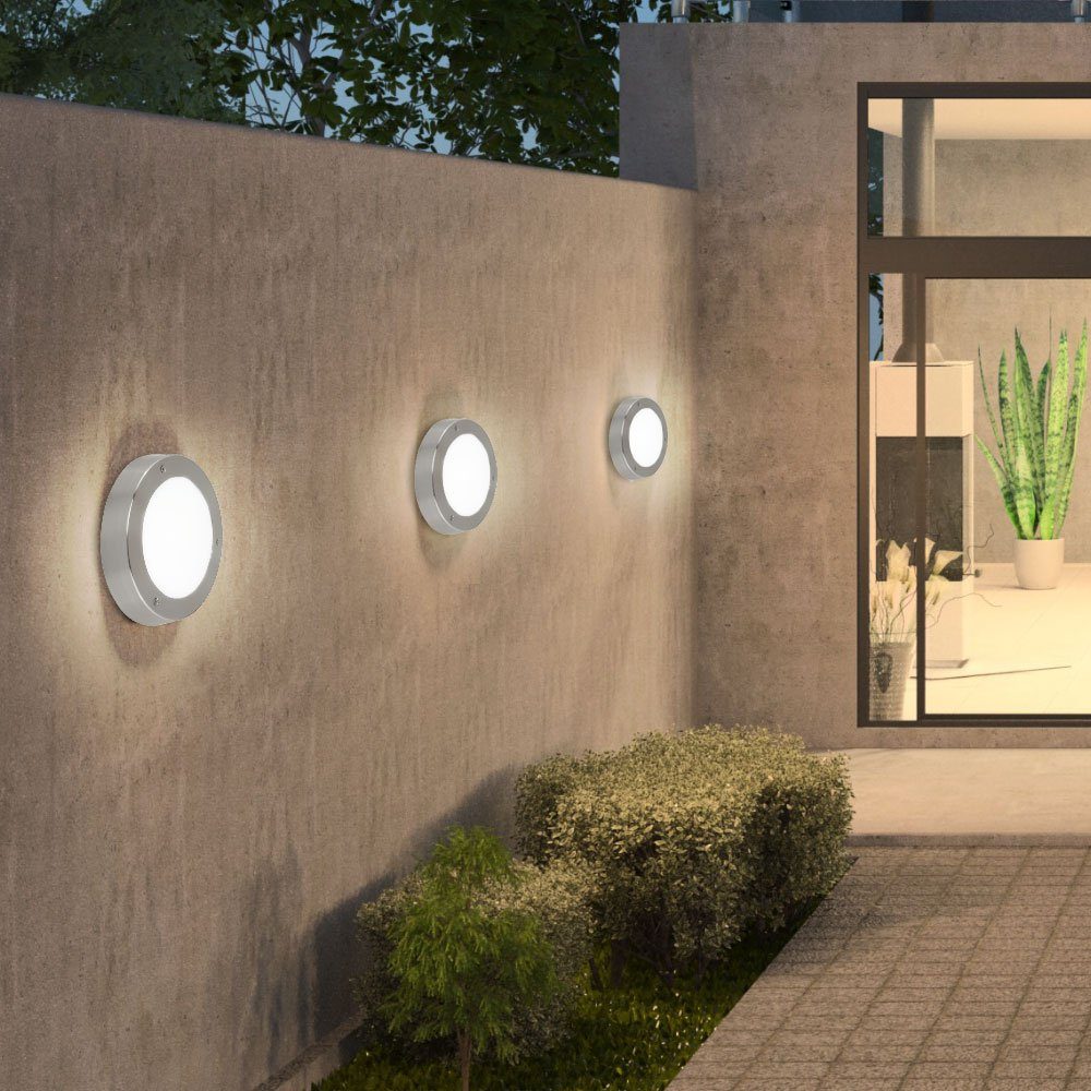 etc-shop Außen-Wandleuchte, Leuchtmittel inklusive, Warmweiß, 3er Set LED Außen Wand Leuchten Garten Glas Strahler Fassaden