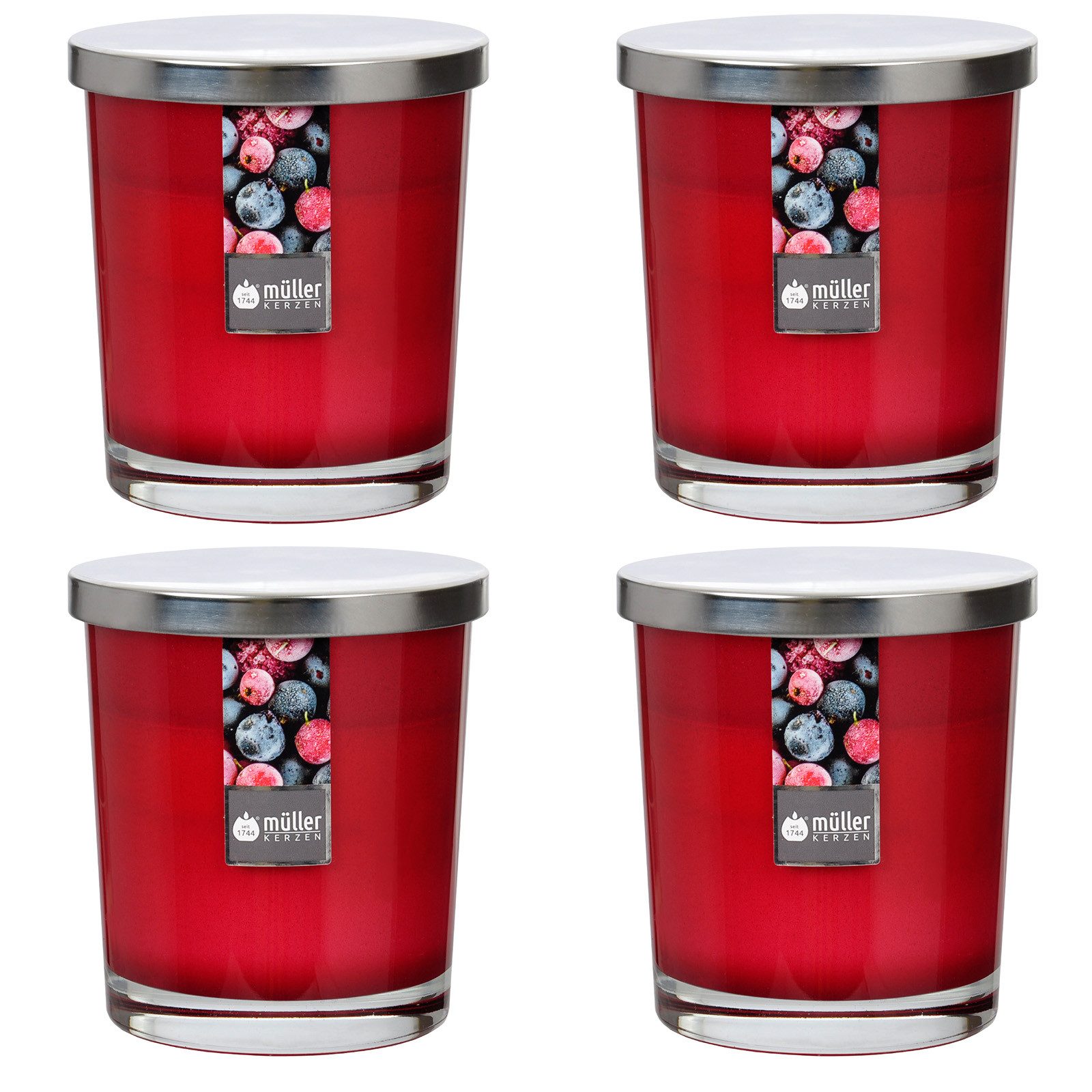 ECI Tools Duftkerze Maxi Duft-Kerzenglas 110/95 mm mit Deckel, Set 4 Stck., Wild Berries (4er Set)