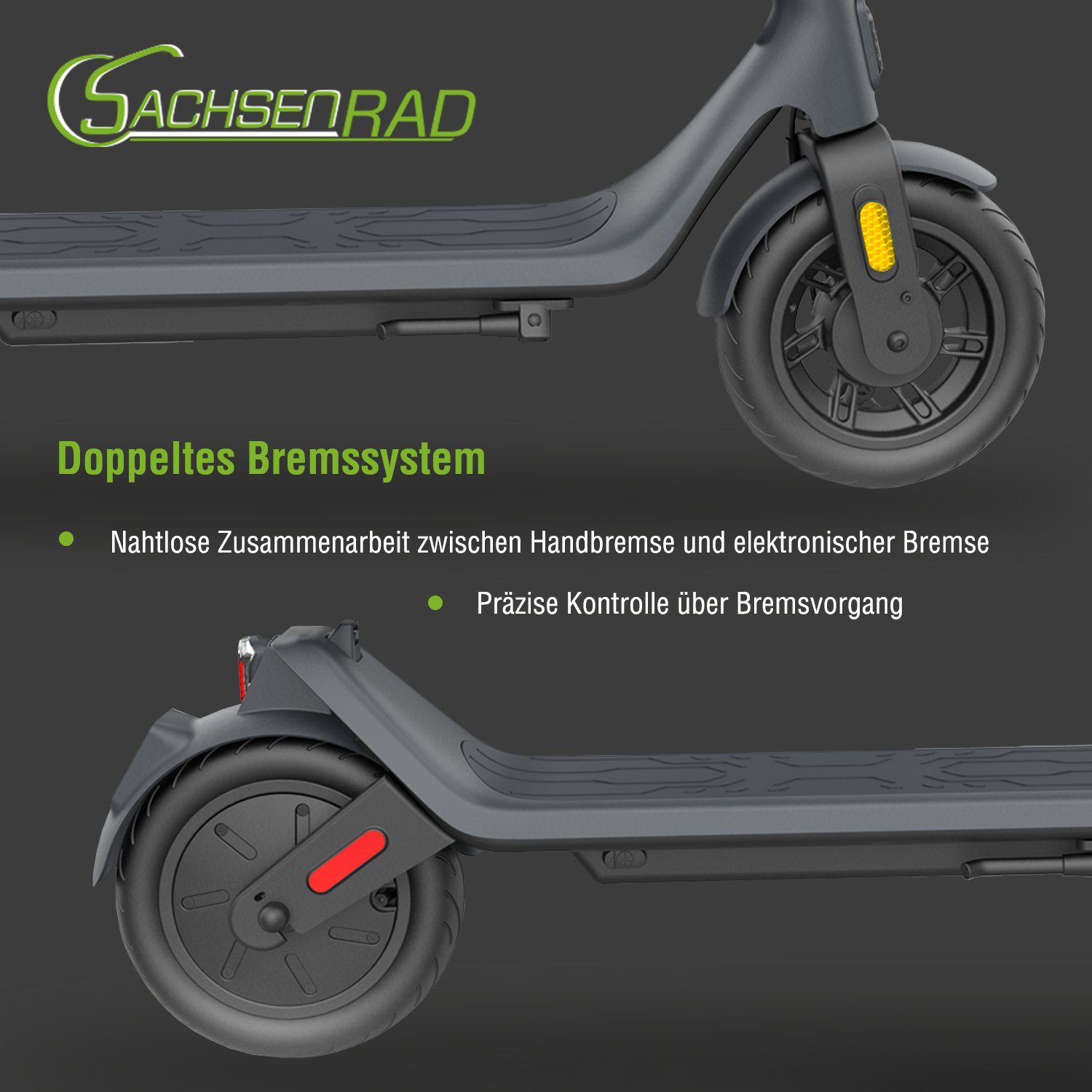 SachsenRAD E-Scooter 10 Zoll Faltbarer Elektroroller Elektro Scooter mit  Duales Bremssystem, 350,00 W, 20 km/h, mit Straßenzulassung( ABE) 30 km  Reichweite für Erwachsene bis 100kg