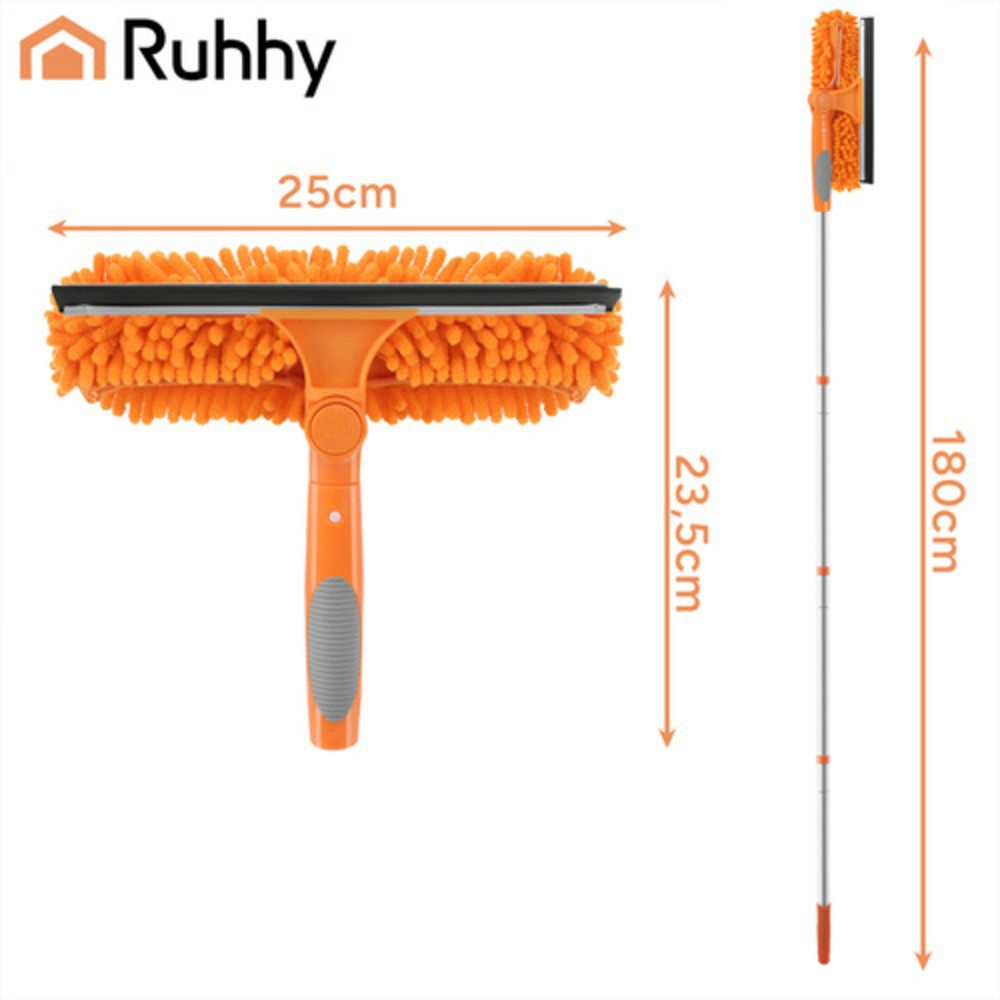 Ruhhy Fensterreiniger Fensterwischer Teleskop-Fensterreiniger, (1-St., Spar-Set, 180) Hochwertiges 3-in-1 Fensterreiniger-Set aus leichtem Aluminium