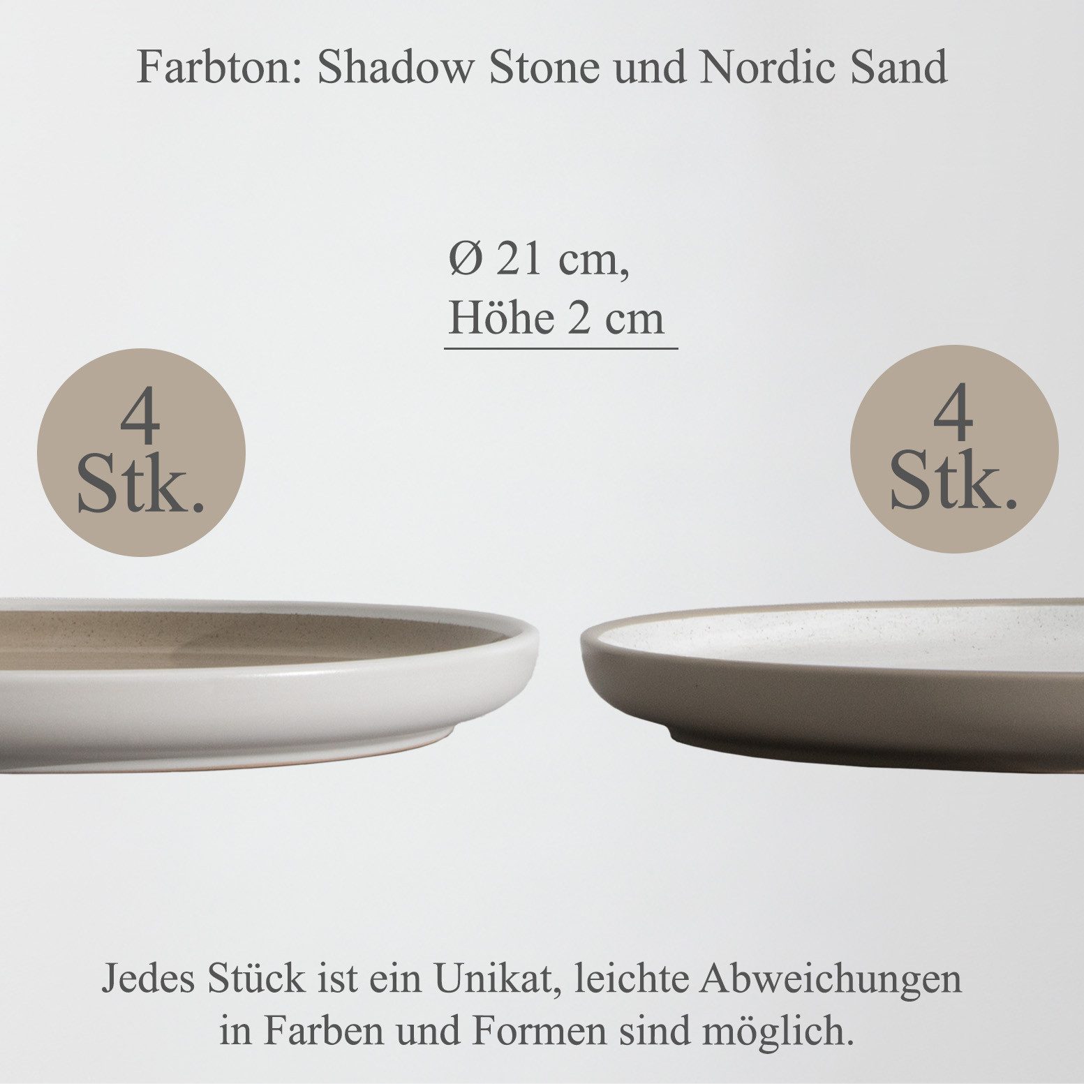 Hausfelder Geschirr-Set Steingut Dessertteller 8 Personen, 8teilig, Shadow Stone/Nordic Sand (8-tlg), 8 Personen, Steinzeug, spülmaschinen- & mikrowellengeeigne – Bild 2 von 5