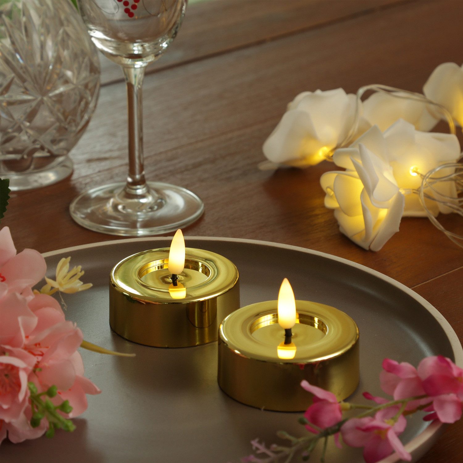 MARELIDA LED-Kerze LED Maxi Teelichter flackernd D: 6,5cm gold glänzend 2er günstig online kaufen