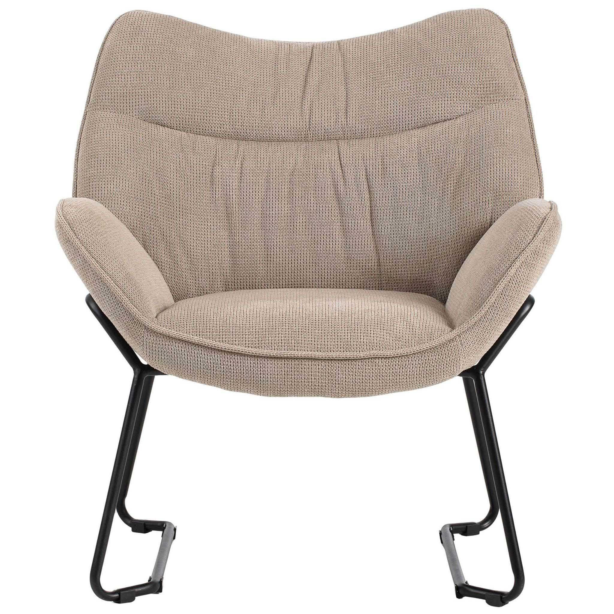 bene living Loungesessel Aliano - beige (1-St), schwarzes Metall-Gestell - bequeme Arm- und Rückenlehne