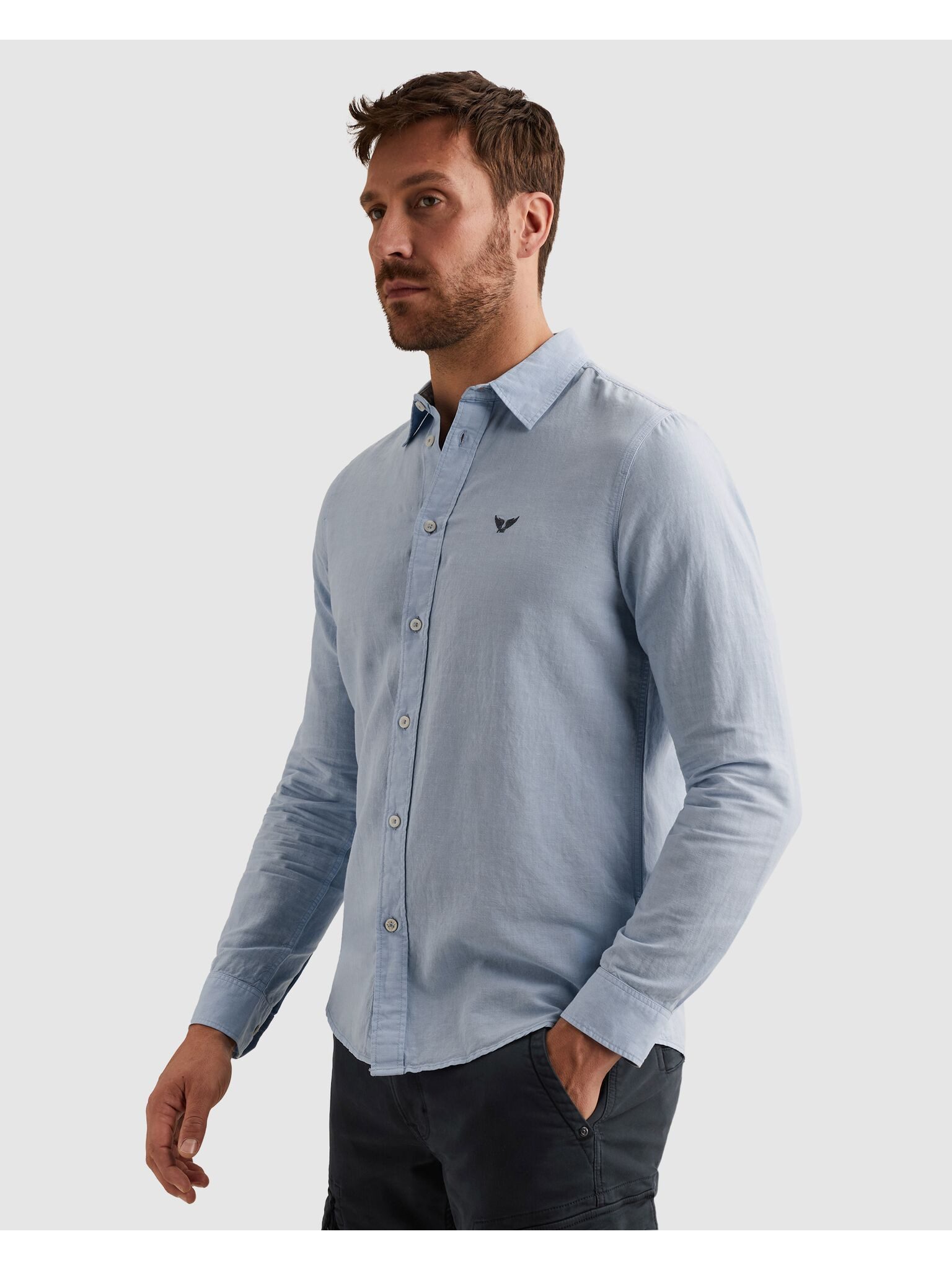 PME LEGEND Langarmhemd mit Logo Stickerei günstig online kaufen