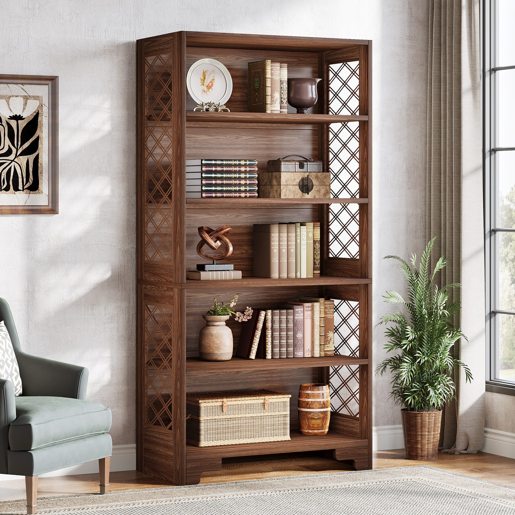 Tribesigns Bücherregal 6-stöckiges Standregal, 180cm regal Holz, offenes Au günstig online kaufen