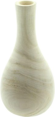 Dekoleidenschaft Dekovase "Wood" rund, aus naturbelassenem Paulownia Holz, 24 cm hoch, Vase für, Trockenblumen, Kunstblumen, Zweige, Holzvase, Tischvase, Blumenvase