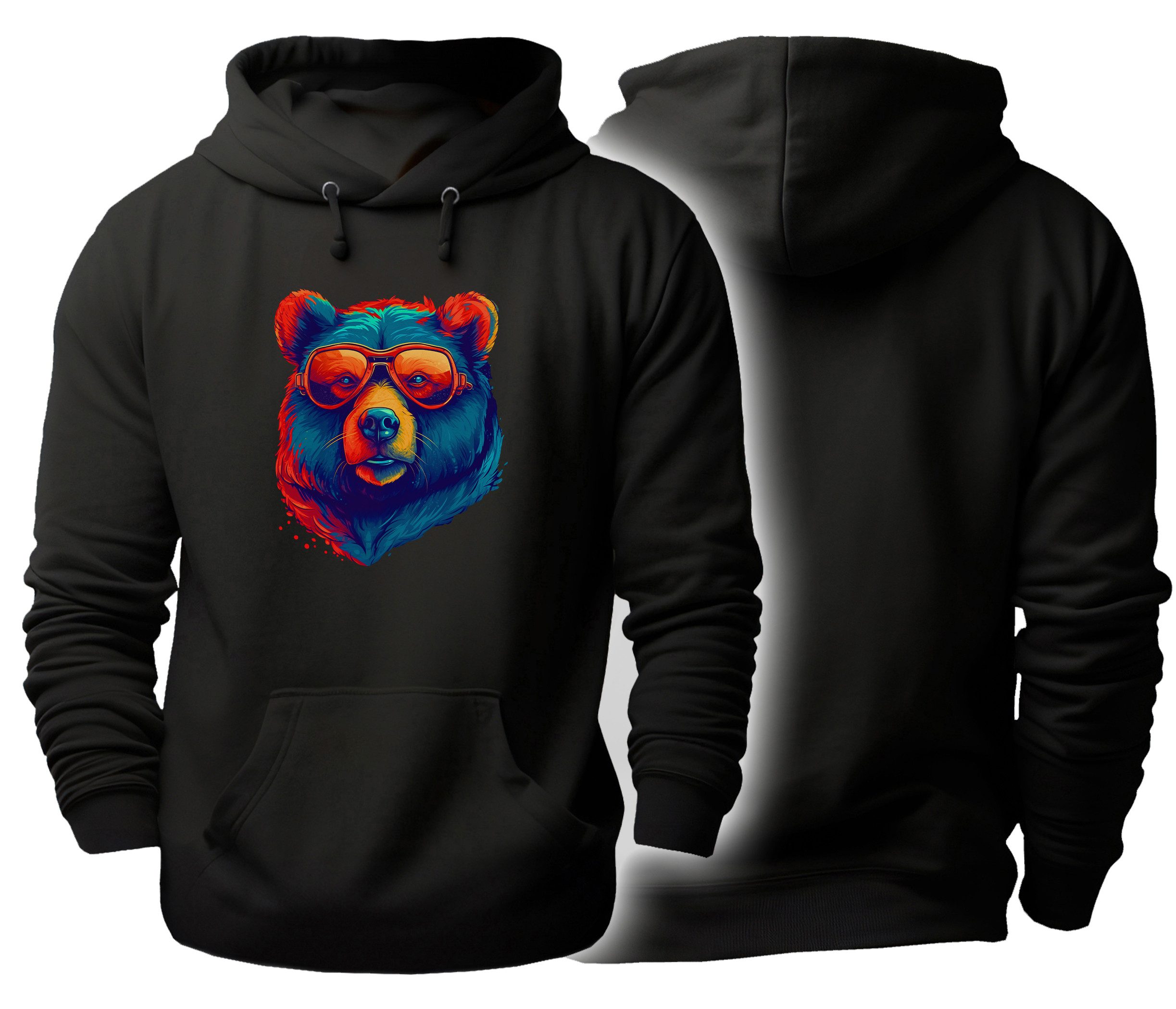 MyDesign24 Hoodie Urbaner Streetart Kapuzen Пуловеры - Neon Bär Kapuzensweater - moderner Hoodie i653