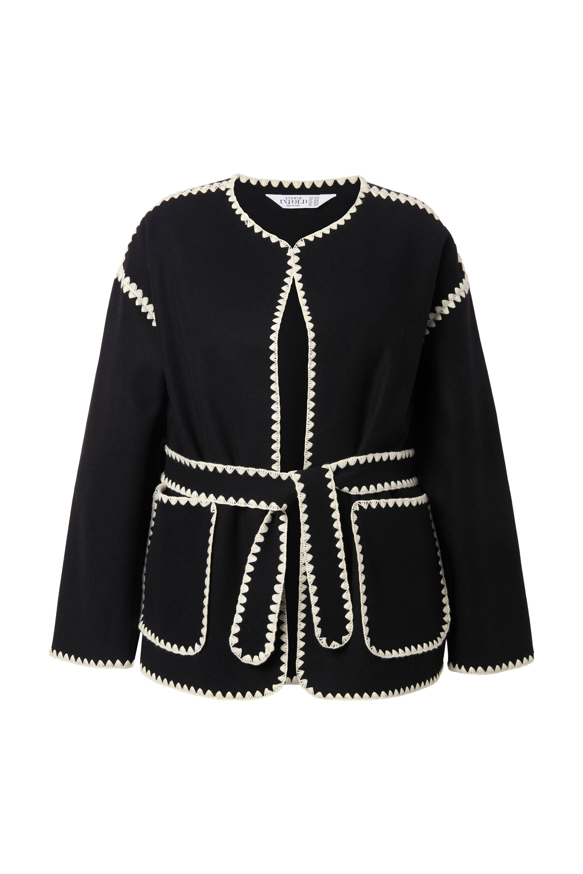 Studio Untold Sommerjacke Jacke oversized Wolloptik Häkel-Kanten günstig online kaufen