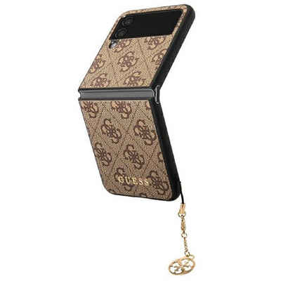 Guess Handyhülle Case für Galaxy Z Flip 4 goldfarbige Kette braun, klappbar, mit Kette