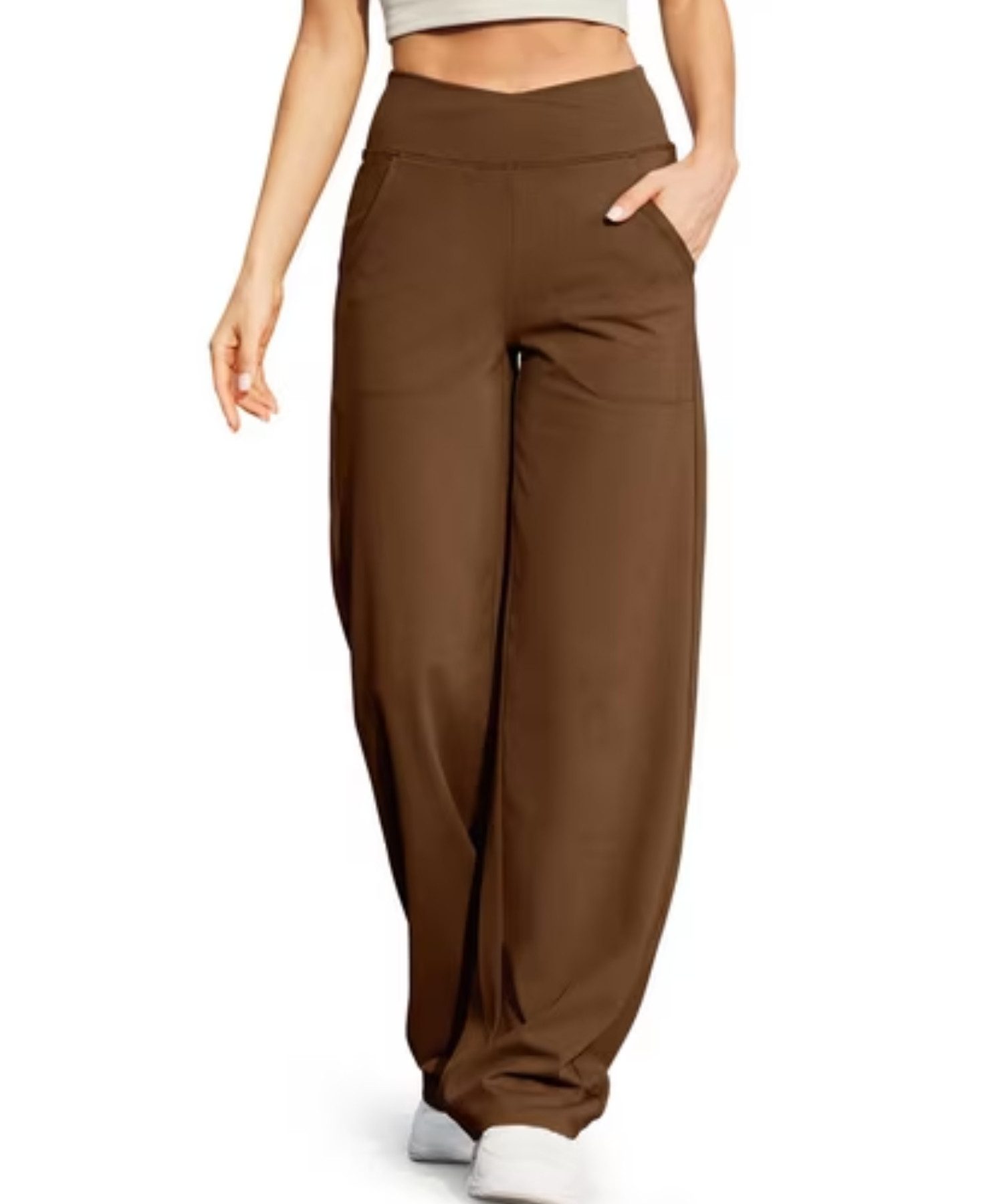 G4Free Jogginghose Damen Weite Hose Yogahose Hohe Taille Jogginghose mit Taschen