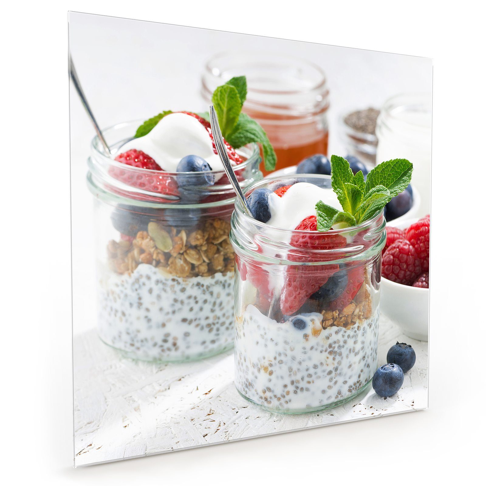 Primedeco Küchenrückwand Küchenrückwand im Glas mit Glas Frühstück Spritzschutz Motiv