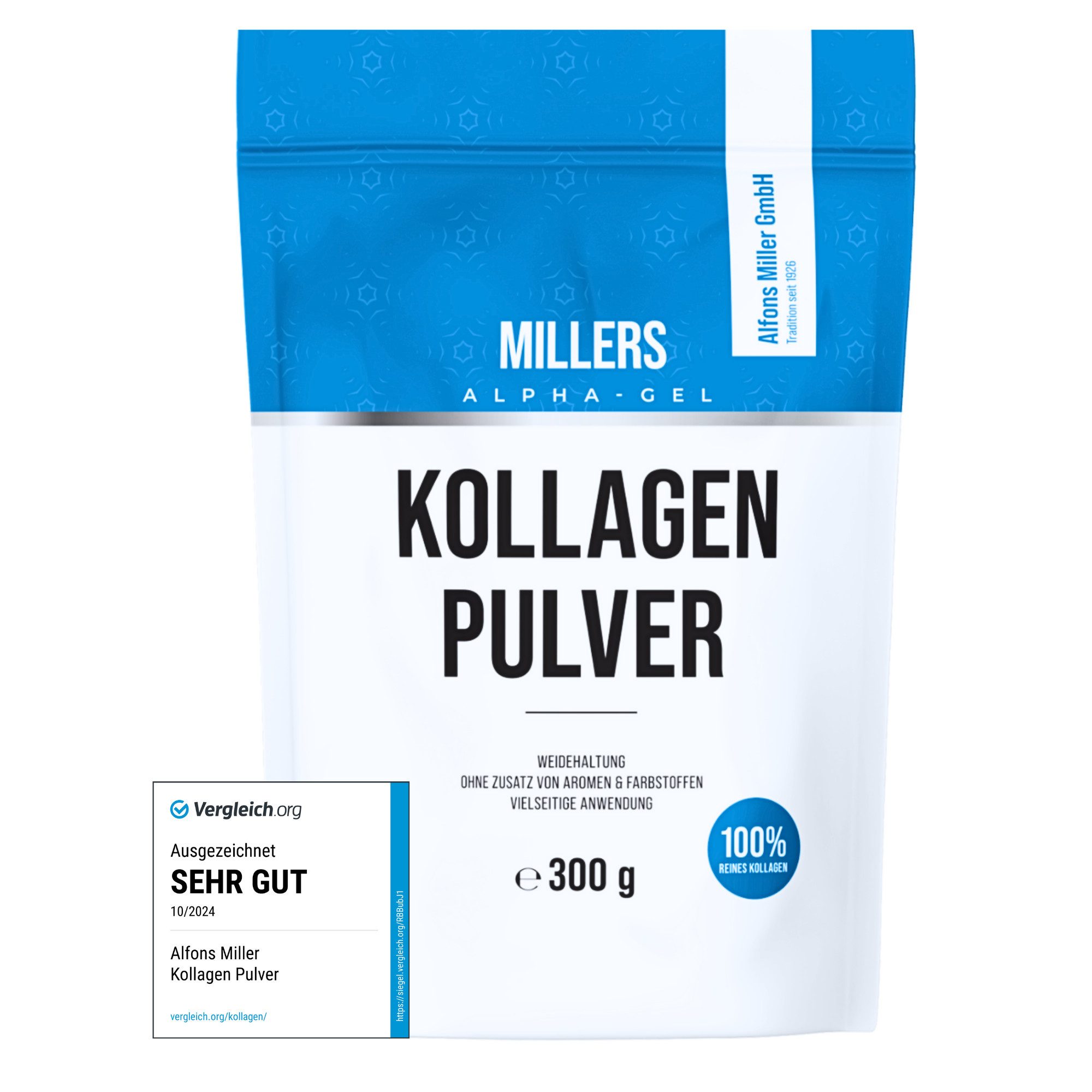 Alfons Miller 100% reines Kollagen Pulver Pulver, 1 er 300 g