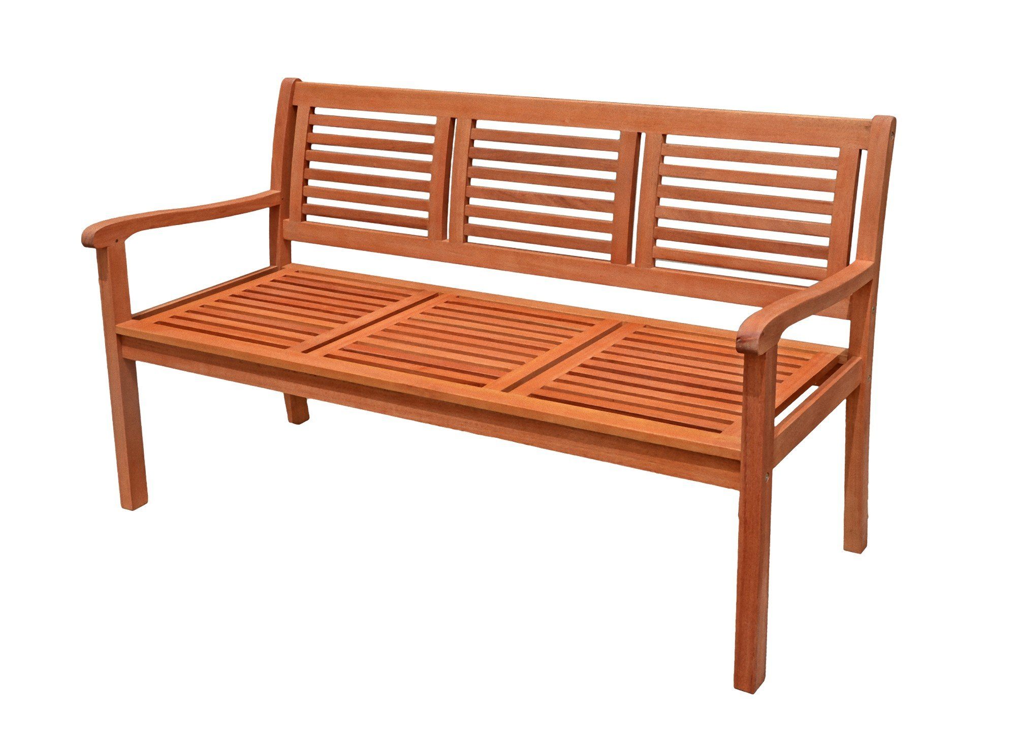dynamic24 Gartenbank, Eukalyptus Holz Bank 3Sitzer Holzbank massiv