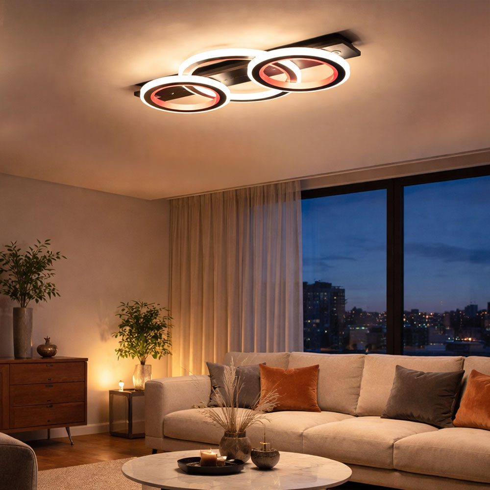 GLOBO LIGHTING LED Deckenleuchte, LED-Leuchtmittel fest verbaut, Kaltweiß, Warmweiß, Neutralweiß, Tageslichtweiß, Farbwechsel, Deckenlampe Deckenleuchte LED Wohnzimmerlampe Fernbedienung
