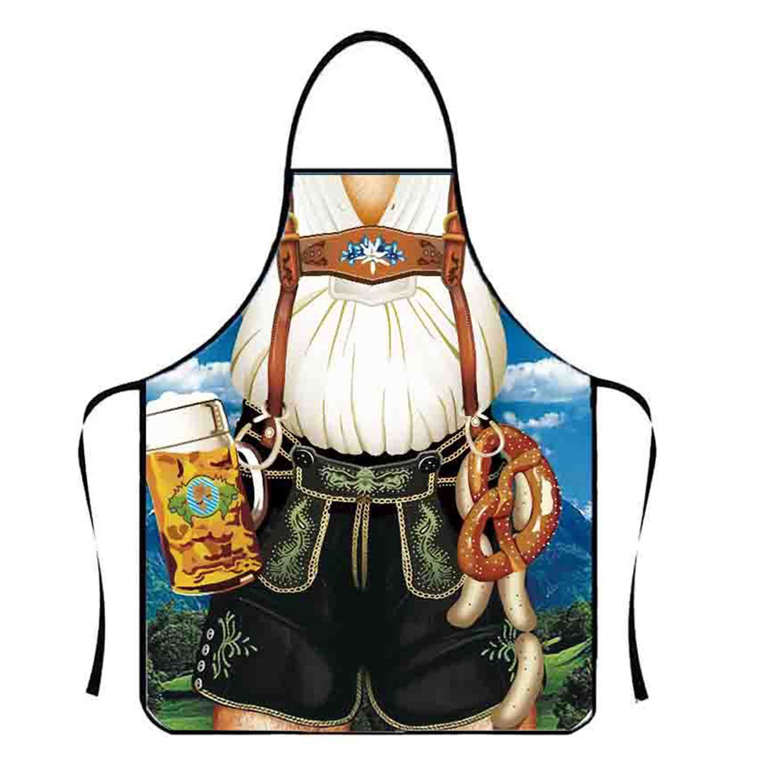 OKWISH Kittelschürze Oktoberfest Schürze Kochschürze Küchenschürze Grillschürze bayerische, (verstellbare Schürzen mit langen Bändern), Kochschürzen Wasserdicht für Männer Damen Oktoberfest-Party usw