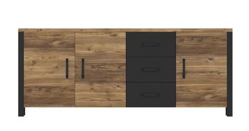 Helvetia Sideboard Osuna (Olin, 1 St., Olin), 192cm appenzeller fichte - schwarz 3-türig mit 3 Schubladen