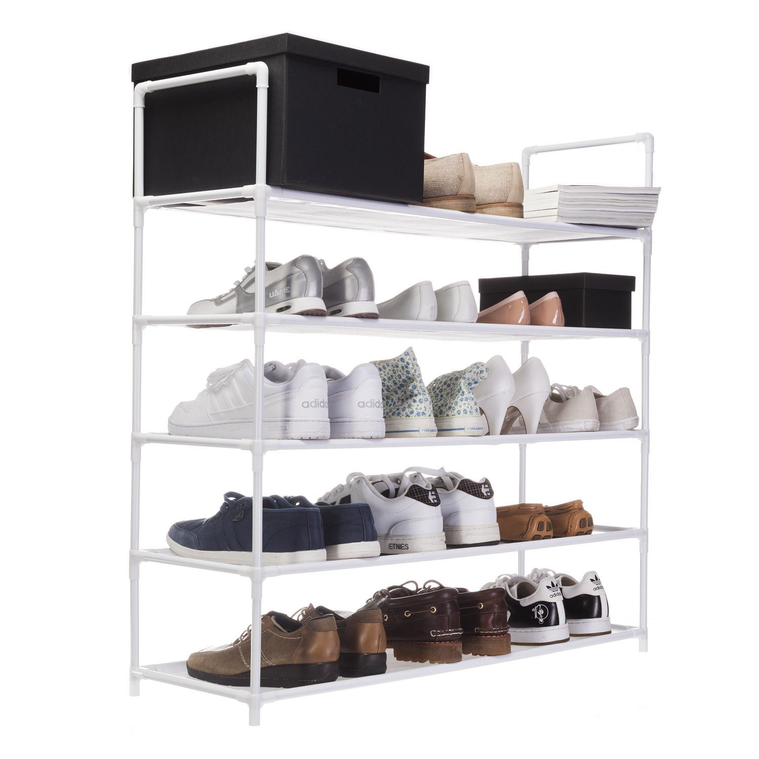 Goods+Gadgets Schuhregal XXL Schuhregal für 25 Paar Schuhe – Aluminium & pl günstig online kaufen