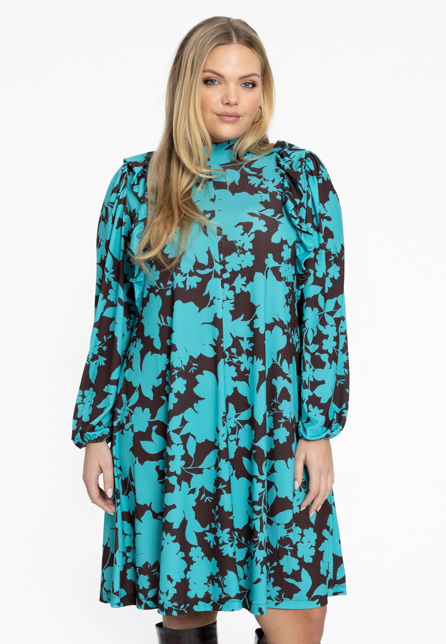 YOEK A-Linien-Kleid Damen Kleid Große Größen mit floralem Druck günstig online kaufen