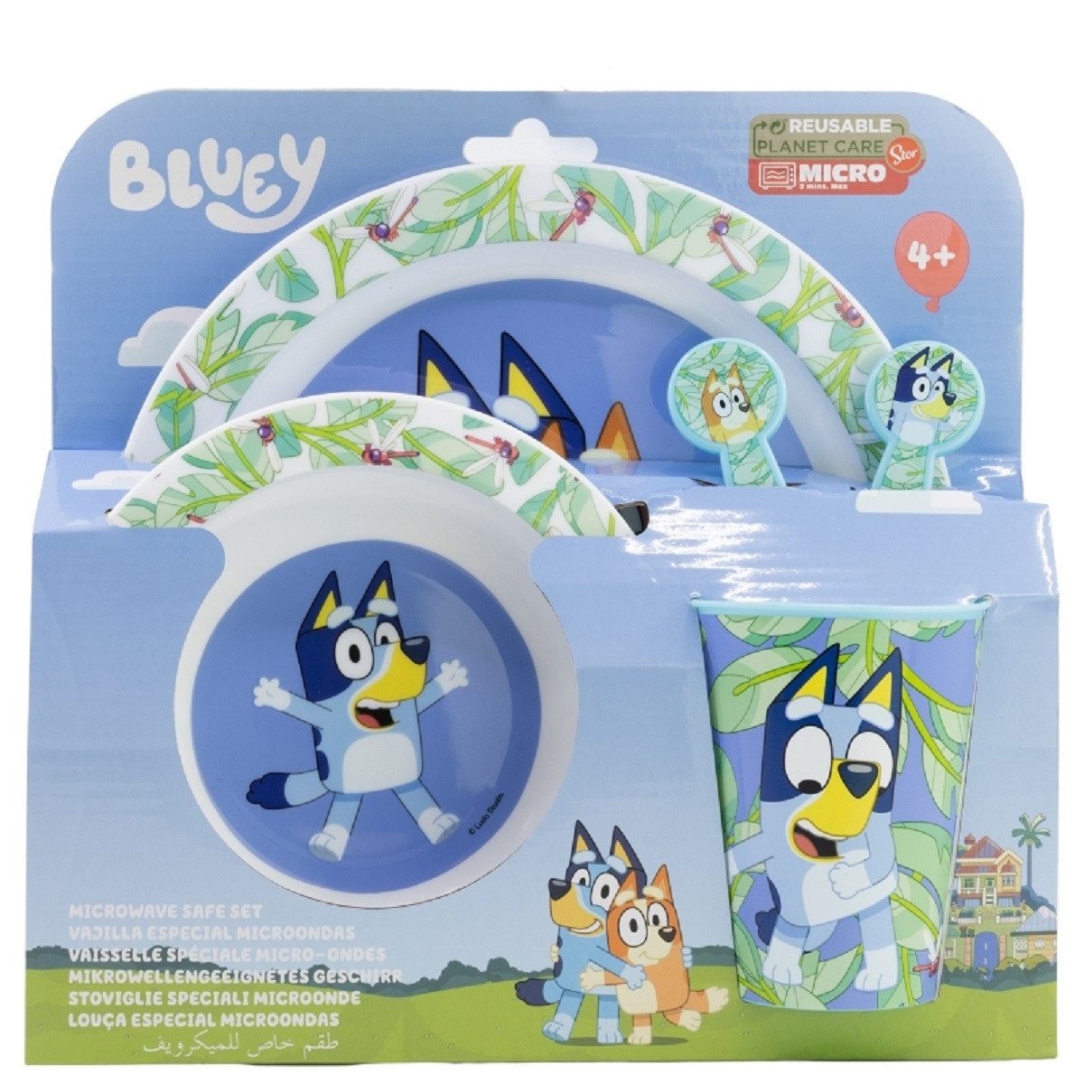 Bluey Frühstücks-Set Mikrowellengeeignet 5-teiliges Kindergeschirr mit rutschfestem Boden – Bild 2 von 3