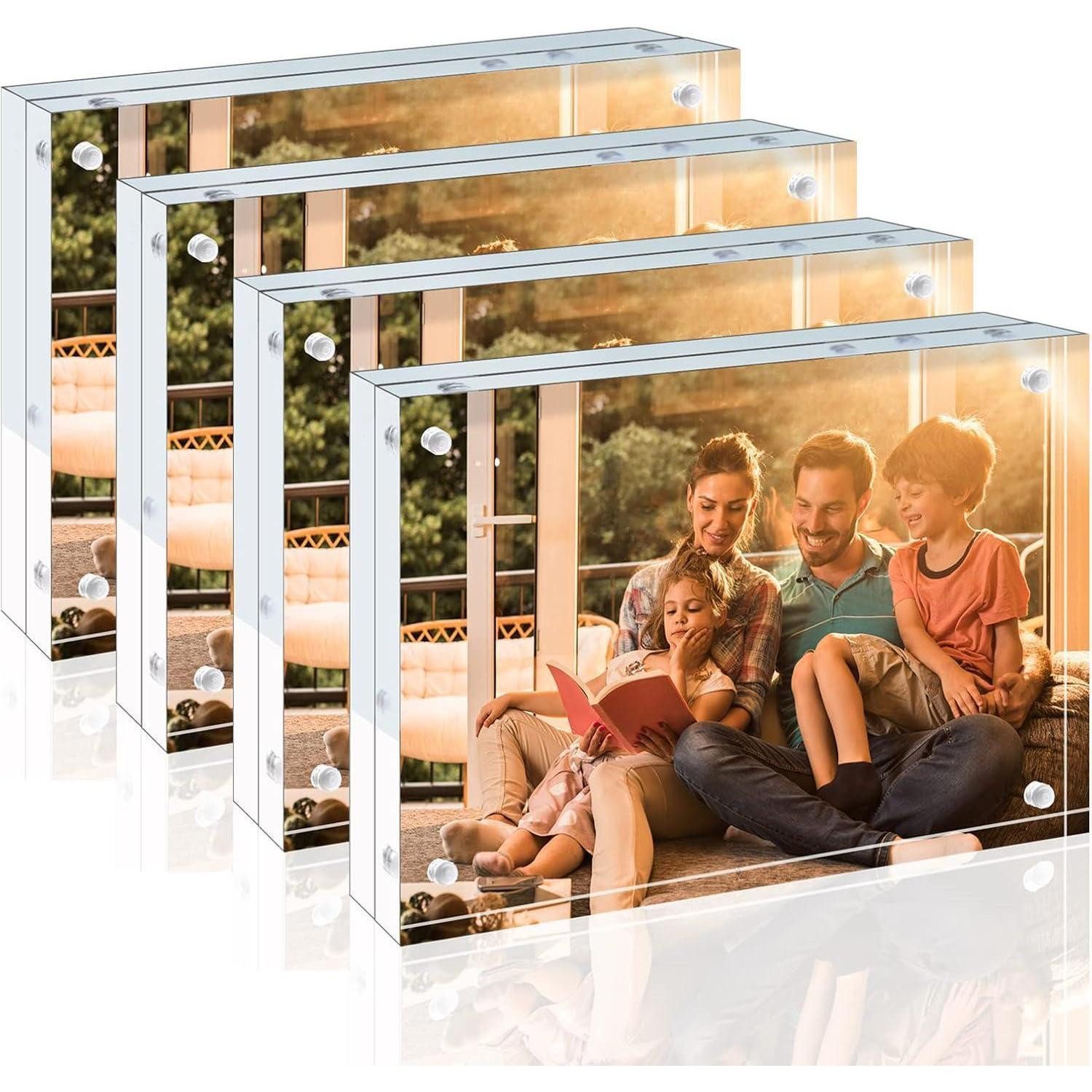 LuxusKollektion Bilderrahmen Acryl Bilderrahmen 4er Set 15x10 cm Magnetischer Doppelseitiger Rahmen, (4 St)