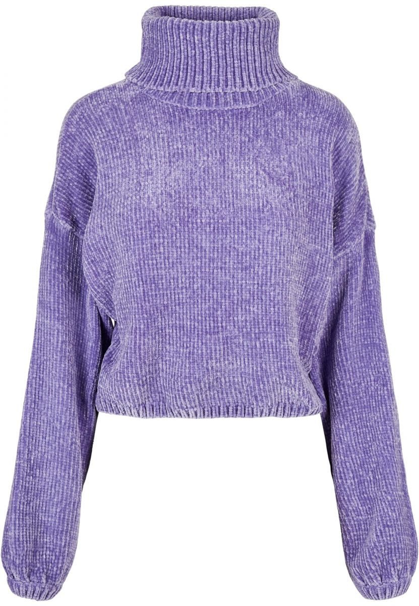Sweatshirt Ladies Short Chenille Turtleneck Sweater Damen Pullover