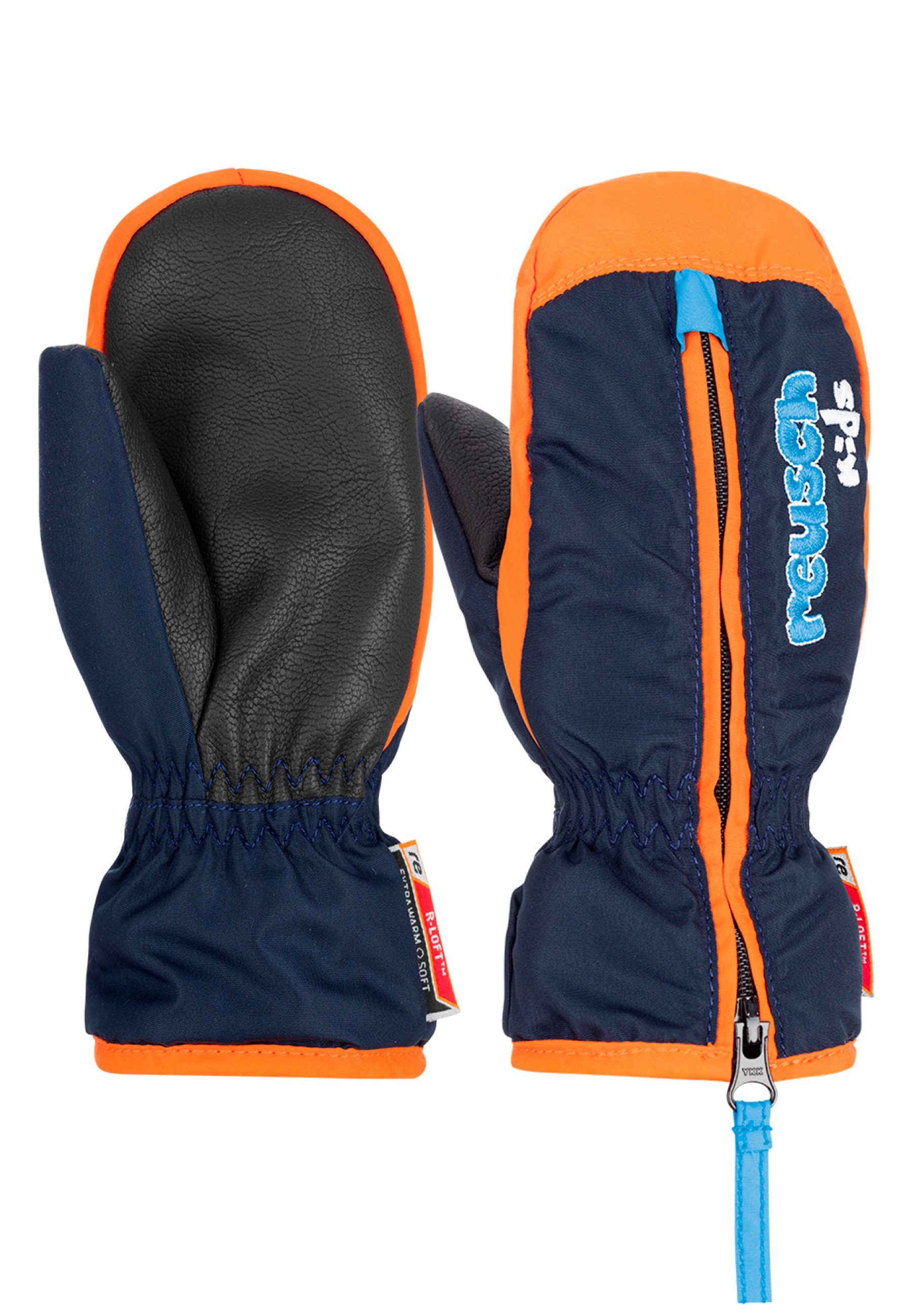 Reusch Ben Fäustlinge orange-blau mit praktischem Reißverschluss Mitten