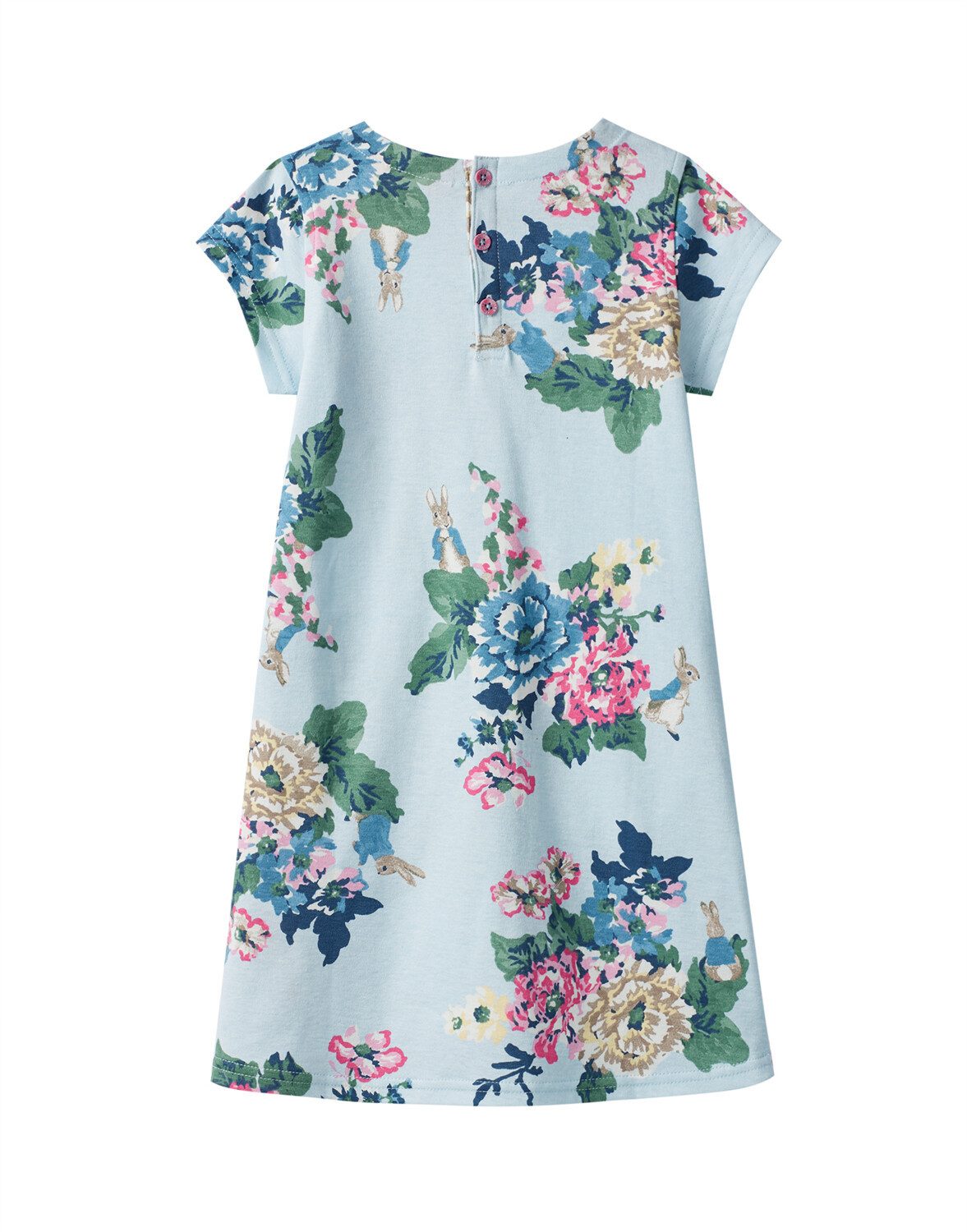 Tom Joule A-Linien-Kleid Tom Joule Kleid Patch hellblau mit Blumen und Peter Rabbit