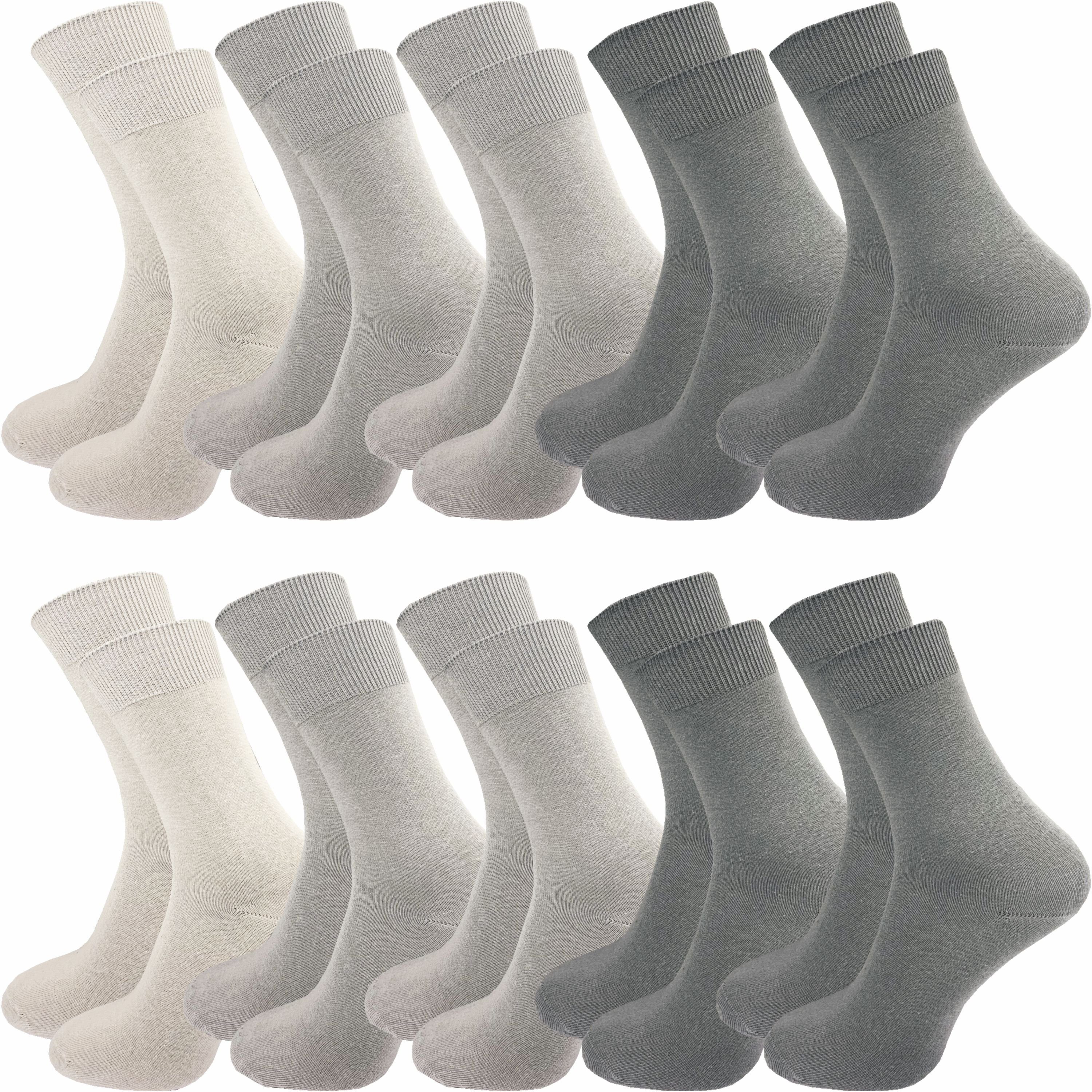 GAWILO Socken für Damen und Herren aus 100% Baumwolle, Business und Freizeit (10 Paar) mit venenfreundlichem Komfortbund Grautöne