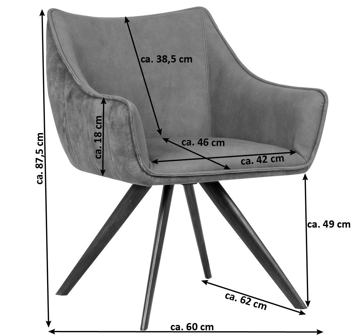 Junado® Armlehnstuhl Marko, Trendiger Drehstuhl 180 Sitzhöhe Polsterung, mit 49cm Grad, drehbar um moosgrün
