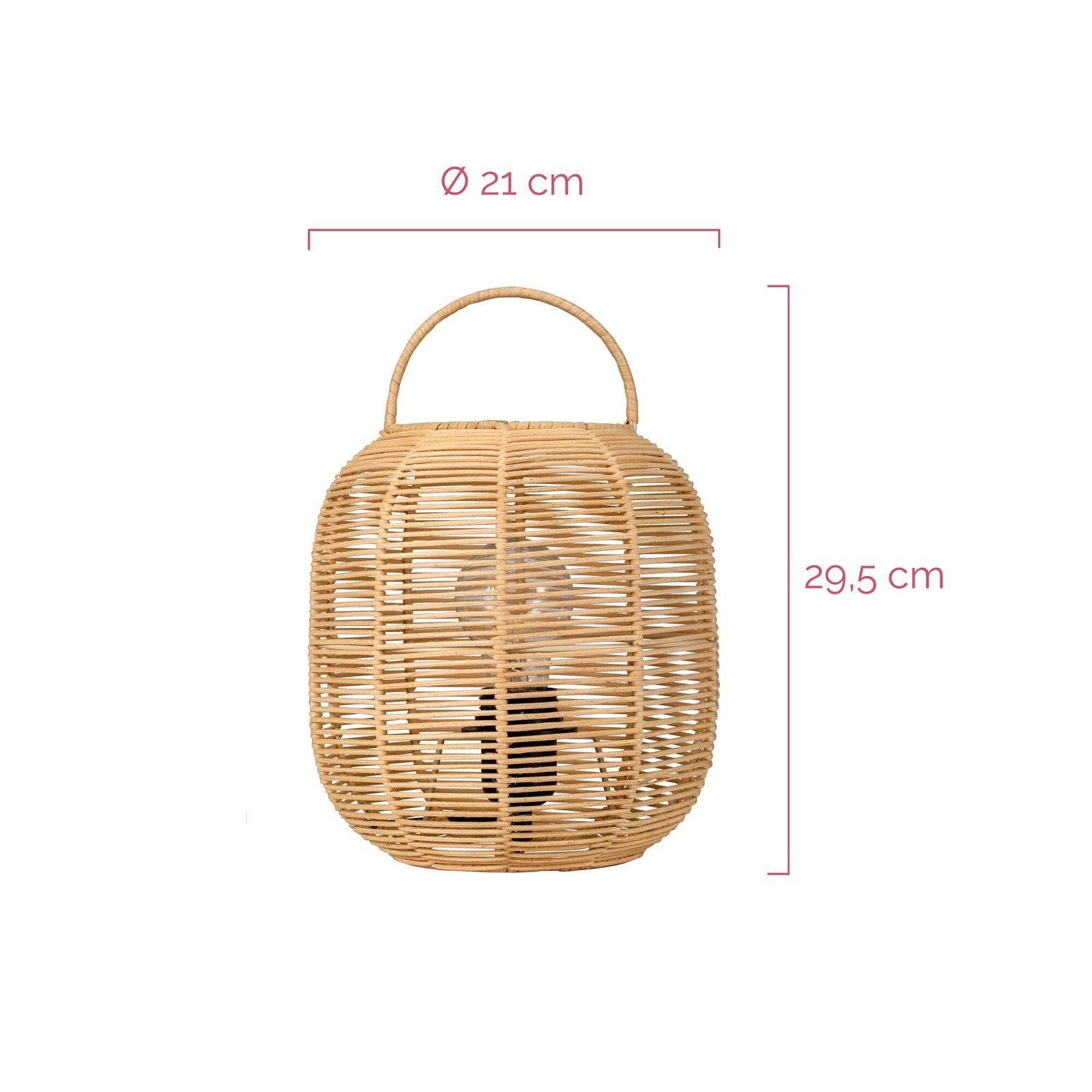 Pauleen Tischleuchte Boho Glow max20W Beige/Weiß 230V Metall/Rattan, ohne Leuchtmittel, E27