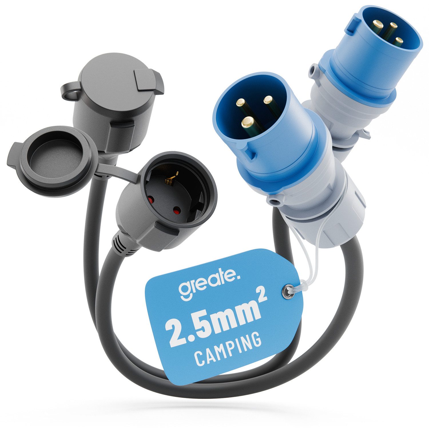 greate. 2x 16A CEE Adapter Schuko Kupplung - Adapter CEE Stecker Kupplung 230V CEE-Adapterkabel
