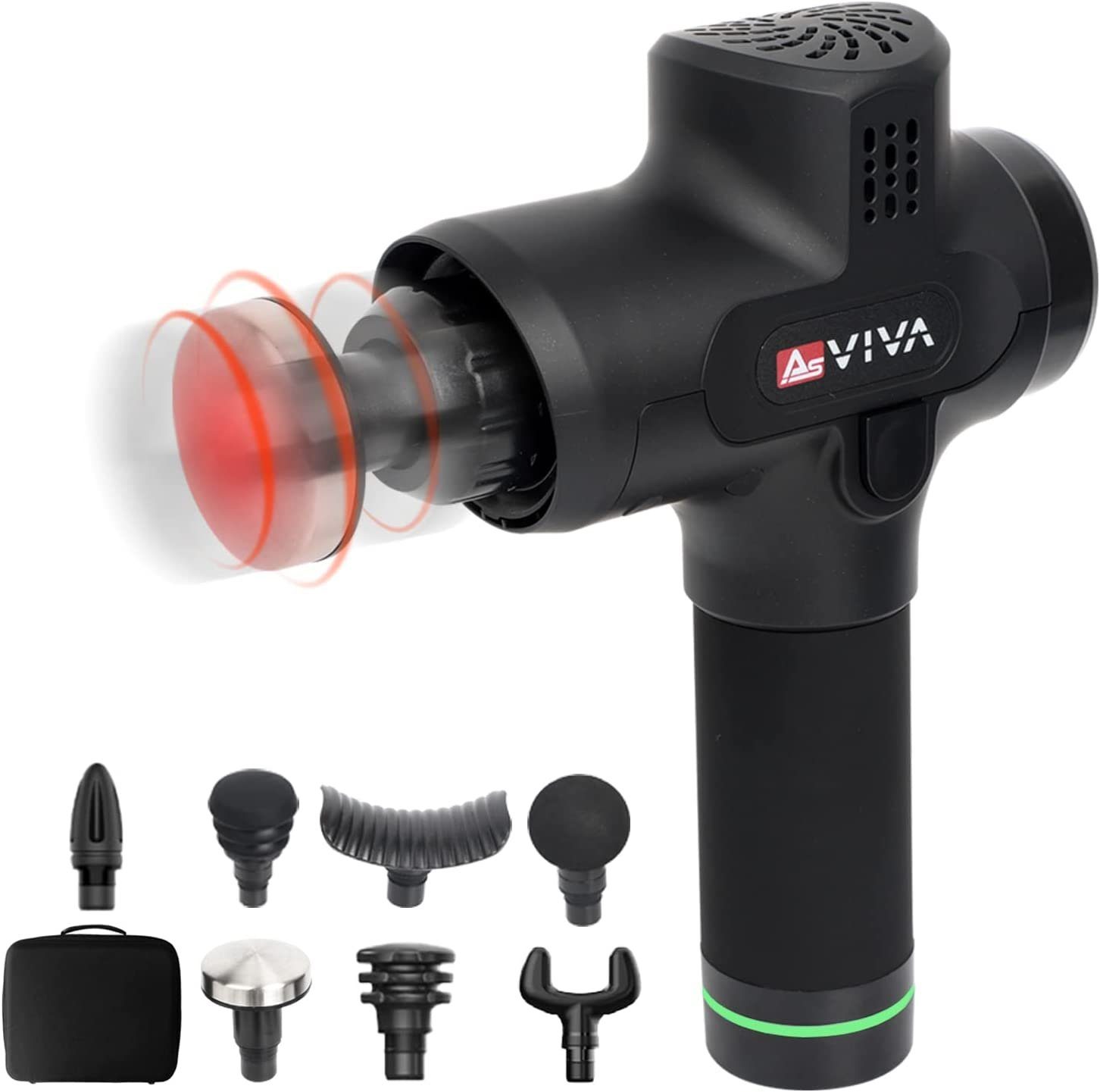 Massagepistole AsVIVA MGN1 Physiovibe Pro Massage Gun mit Wärmeaufsatz